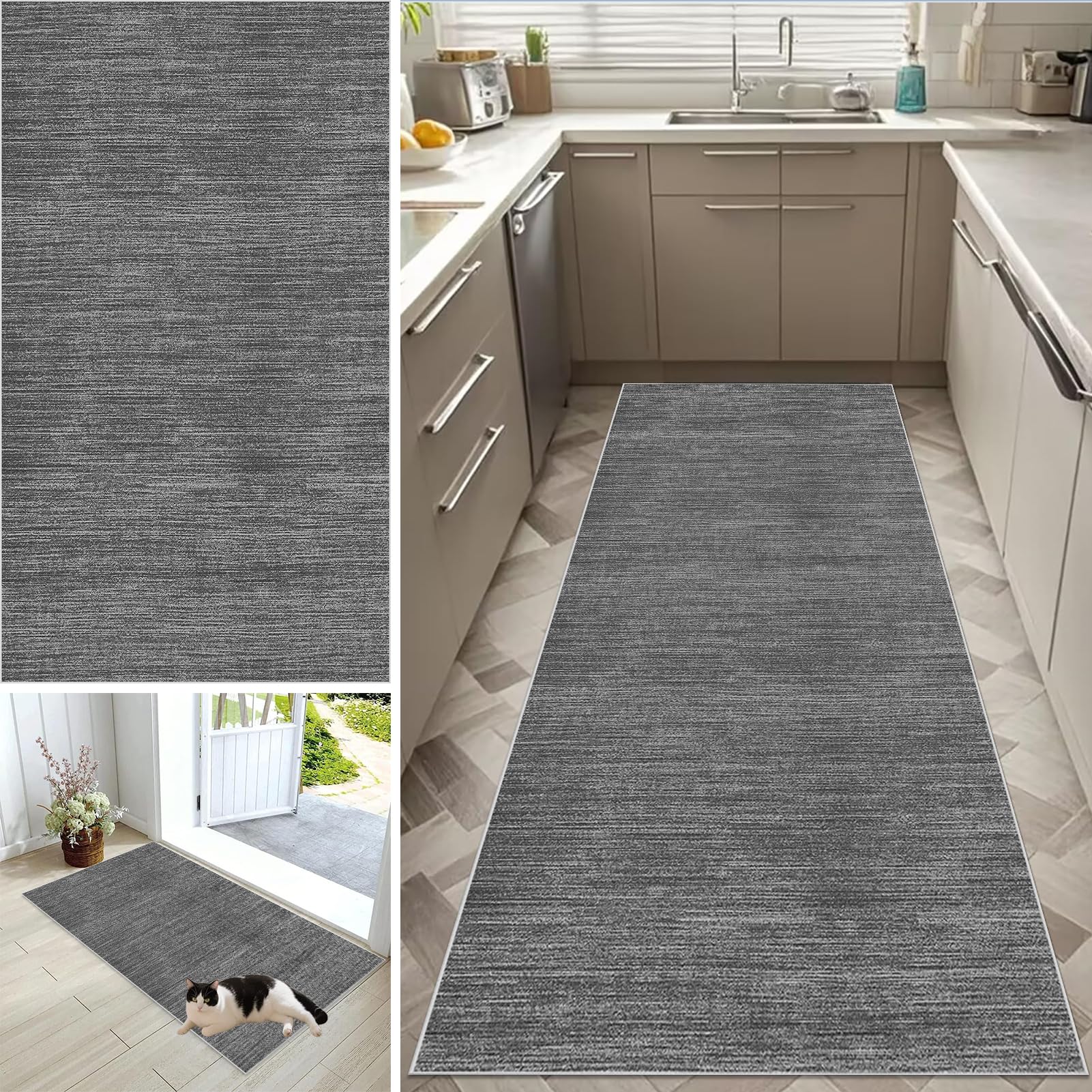 Keukentapijt, antislip, wasbaar, tapijt, lang, 50 x 400 cm, loper, keuken, hal, tapijt, loper, entree, absorberend, tapijt, woonkamer, slaapkamer