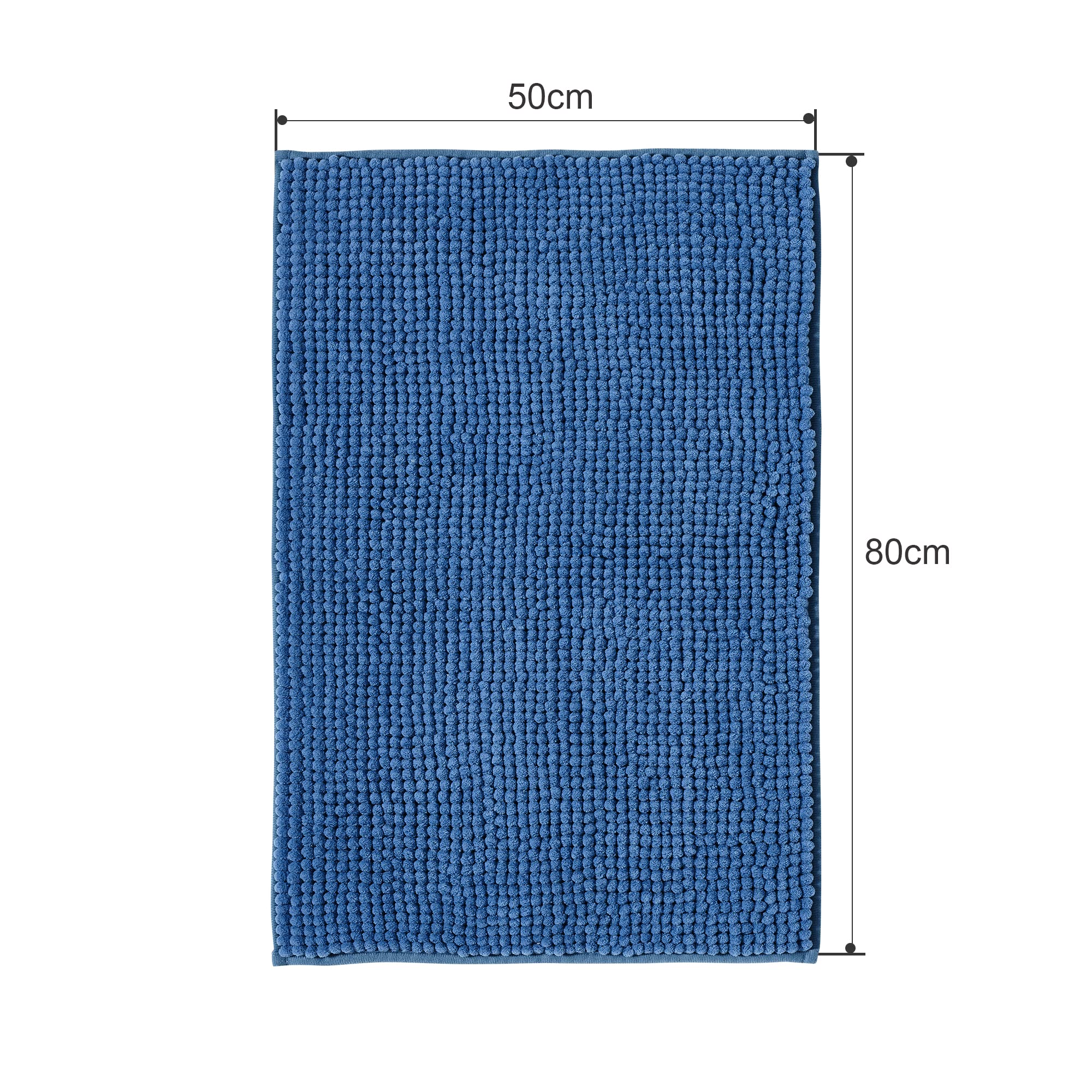 Decomira Tappeto Bagno Antiscivolo in Ciniglia | Tappetino bagno super assorbente, lavabile in lavatrice | Per il bagno, la doccia, la vasca da bagno o come tappetino WC | Blu - 50x80 cm - 3