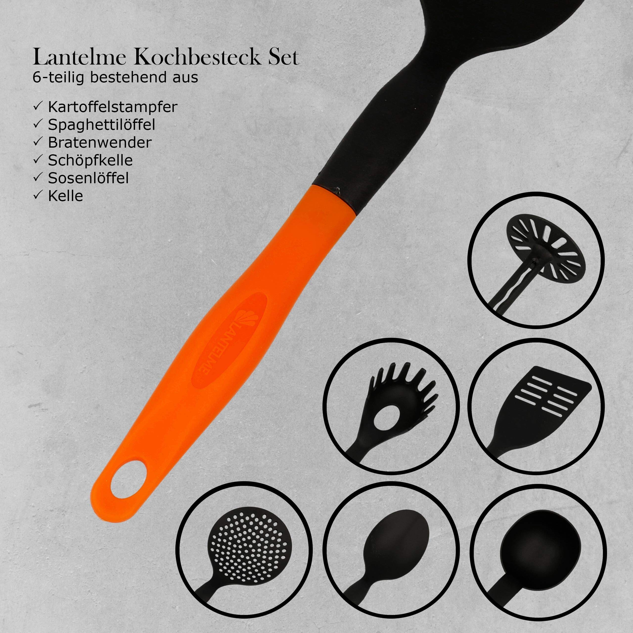 Lantelme Keukengerei Set 6-delig Keukengerei Antiaanbaklaag Hittebestendig Kookgerei Kookgerei Set (Oranje