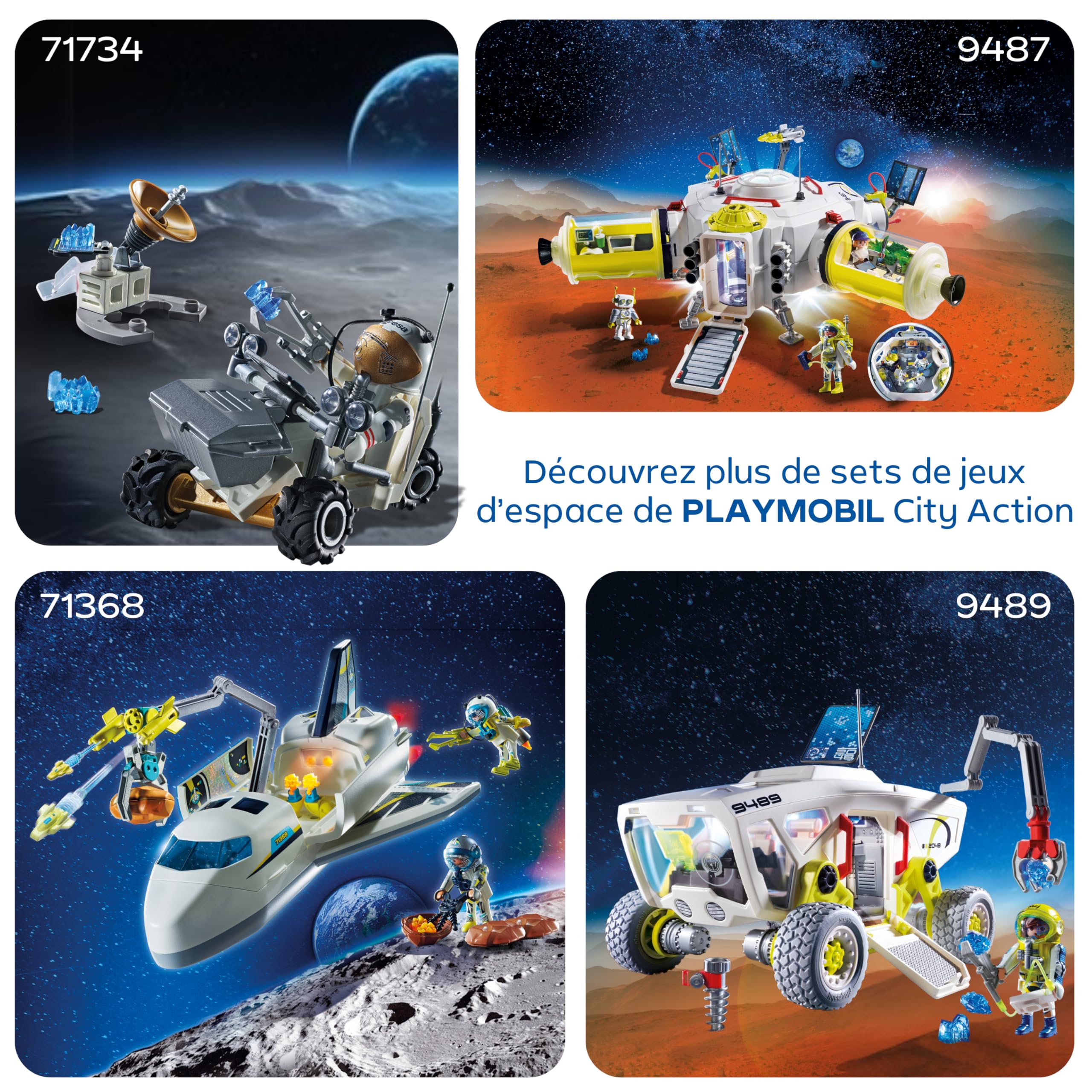 Playmobil Space Fusée de Recherche martienne de l'ESA, Fusée modulaire avec Rampe de Lancement et 2 astronautes, Jeu Spatial, 72011