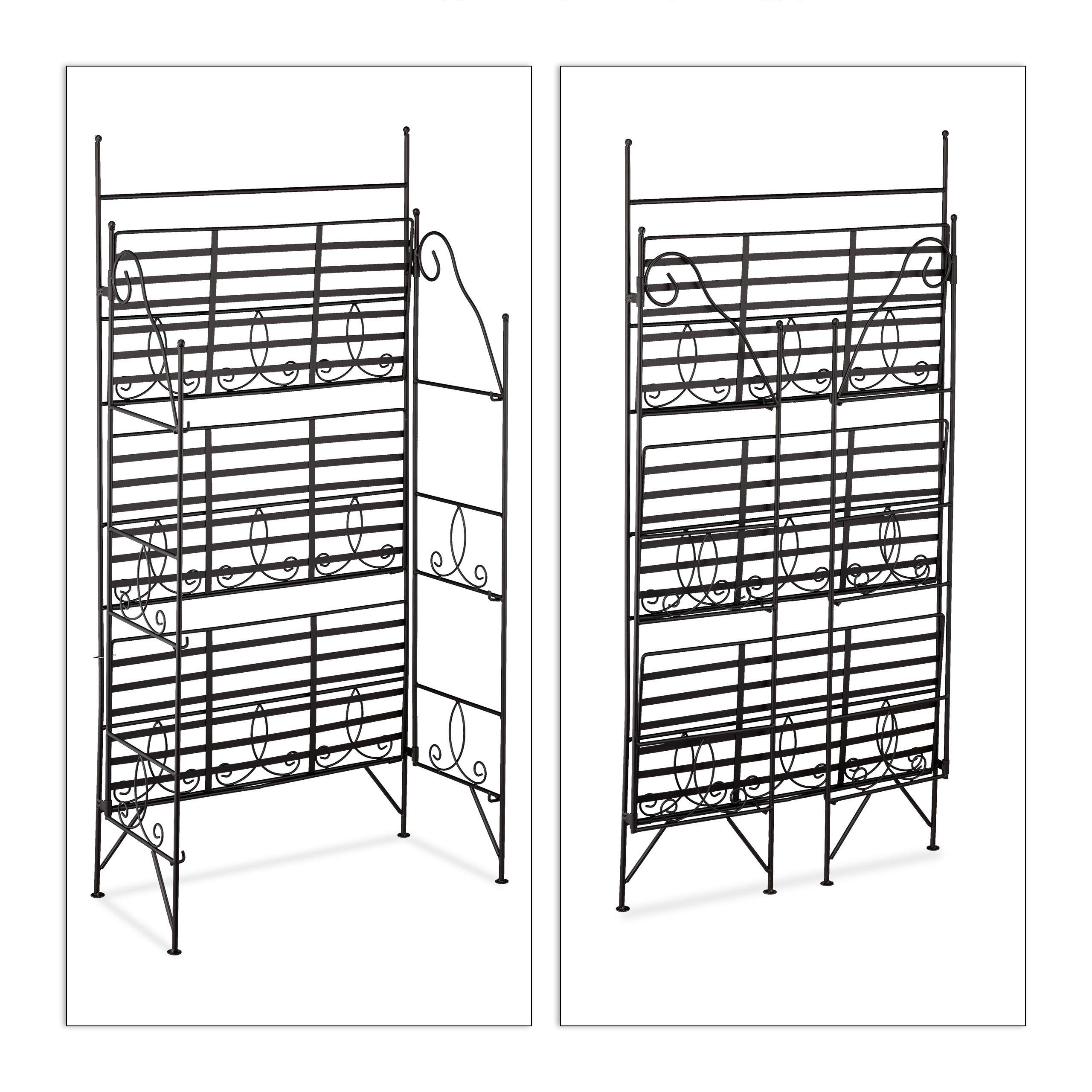Relaxdays étagère extérieure jardin, 3 niveaux, pliable, intérieur & extérieur, métal, vintage, HLP 100x50x25 cm, noir