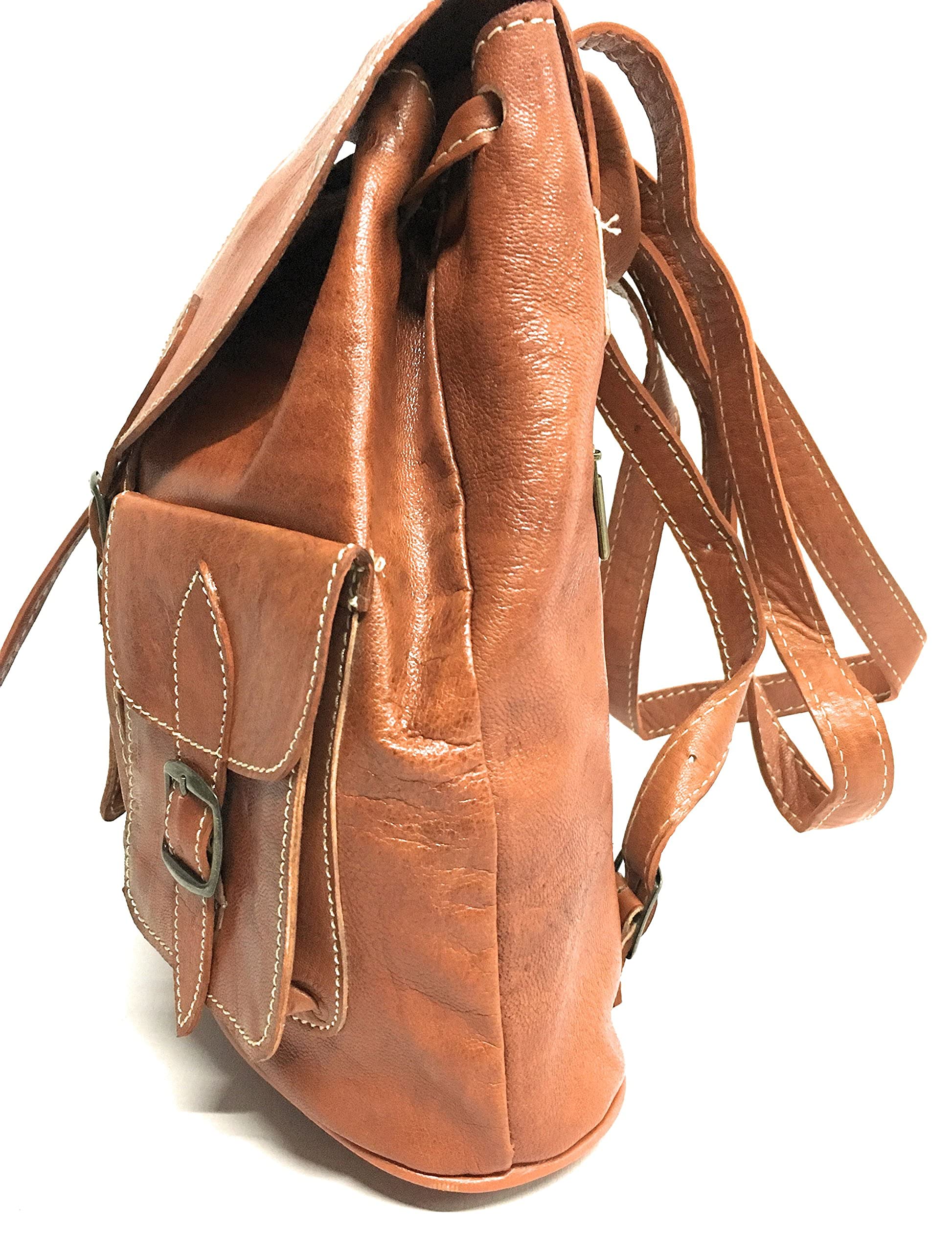 Mochila de Piel | Bolso Bandolera de Hombro con Varios Compartimentos | Casual y Vintage | De Piel Genuina 100% | Resistente, Suave y Duradera