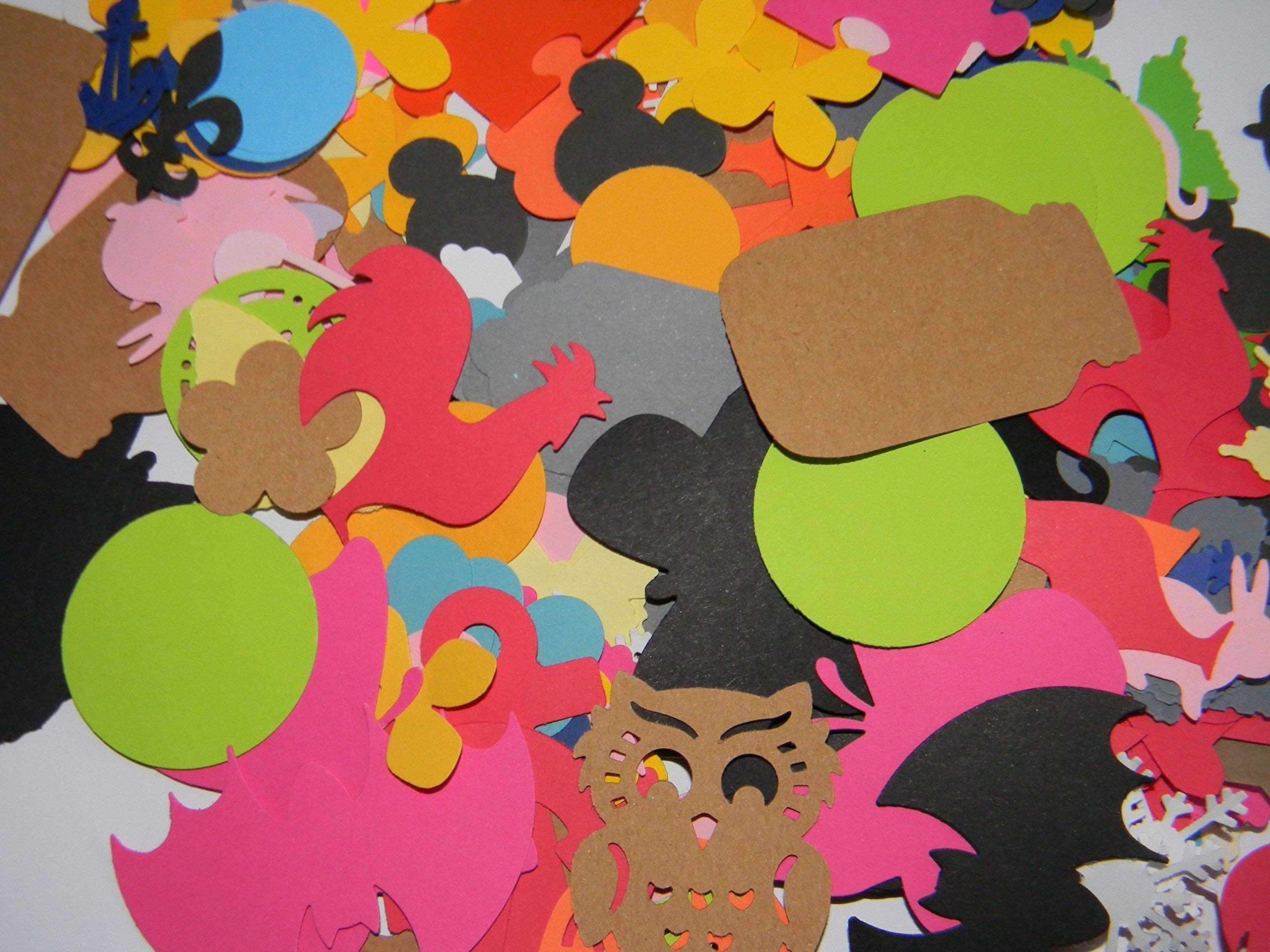 500 piece grab bag lot of shapes die cuts - confetti party school decor card making collage scrapbooking.