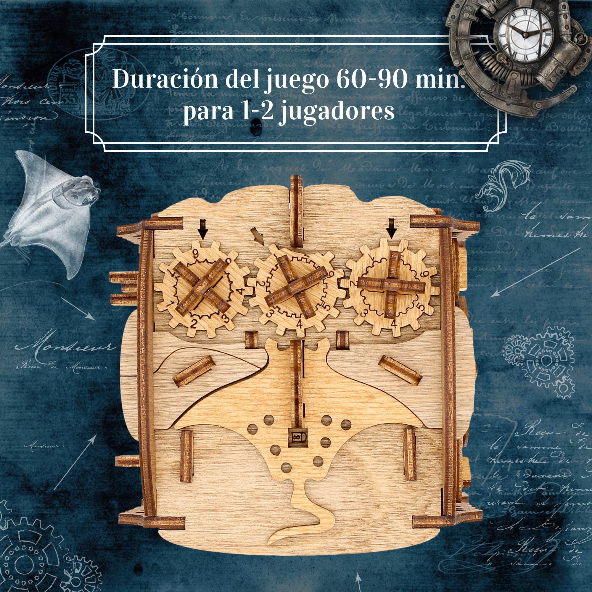 iDventure Cluebox - Capitán Nemo Nautilus - Juego de Escape Room - puzzle 3D de madera - caja misteriosa - caja secreta japonesa - regalo original - caja para dinero boda - rompecabezas para adultos