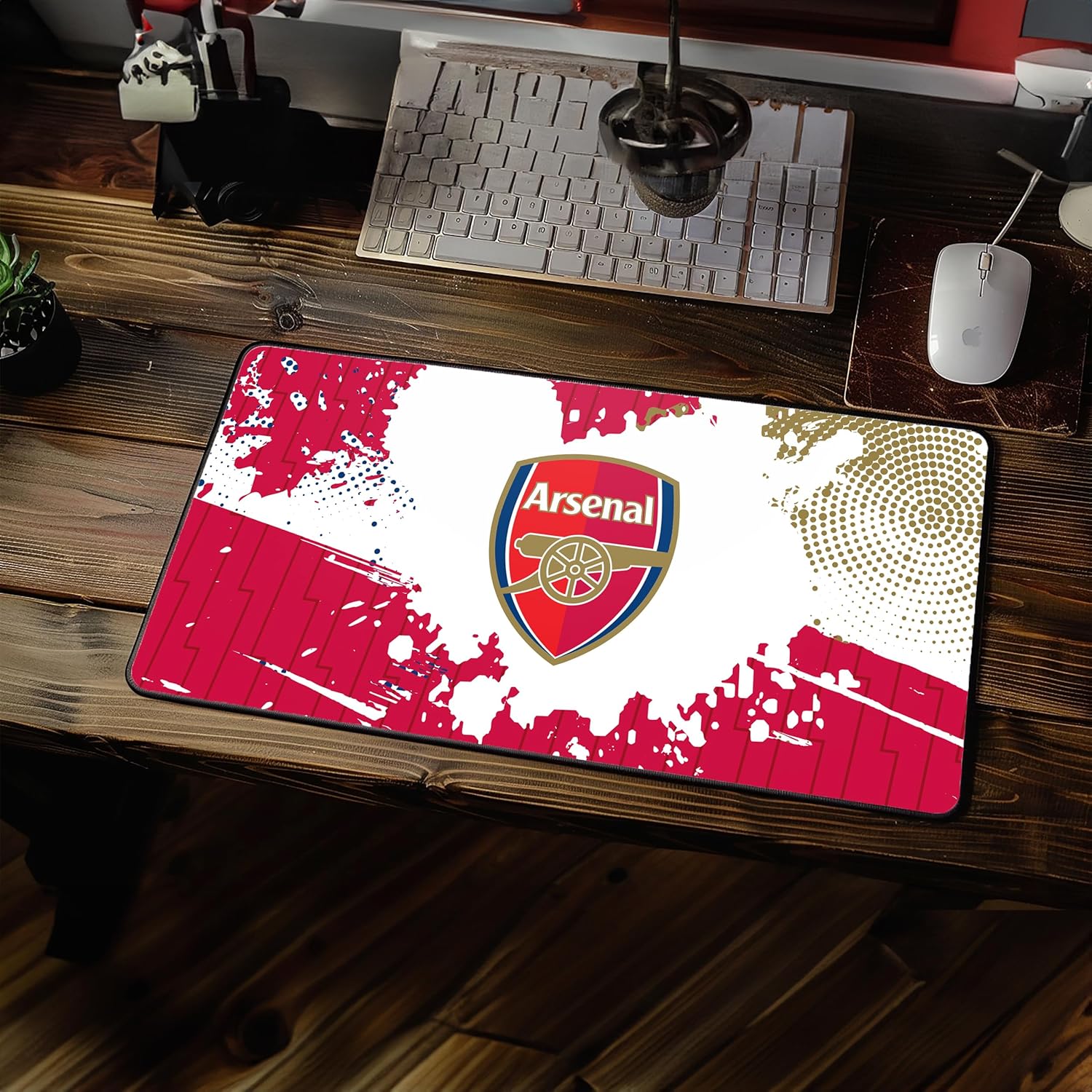 Arsenal FC Desk Mat - Full Crest on Lightening Colour Splash - 43 x 90 cm