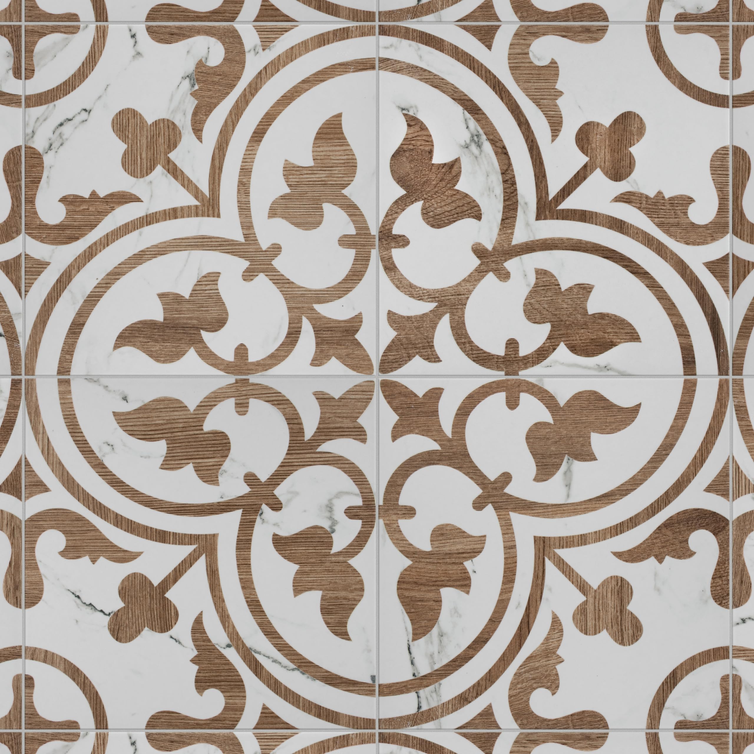 SOMERTILE Amazon Arte Loire Noce 24,8 cm x 24,8 cm porcelanowe płytki podłogowe i ścienne, białe (FCD10ALN)