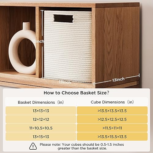 Miniatura 2 de UBBCARE Juego de 4 cestas de almacenamiento de 13 x 13 x 13 pulgadas, cesta de cuerda de algodón para estantes, juguetes, libros, cubos de