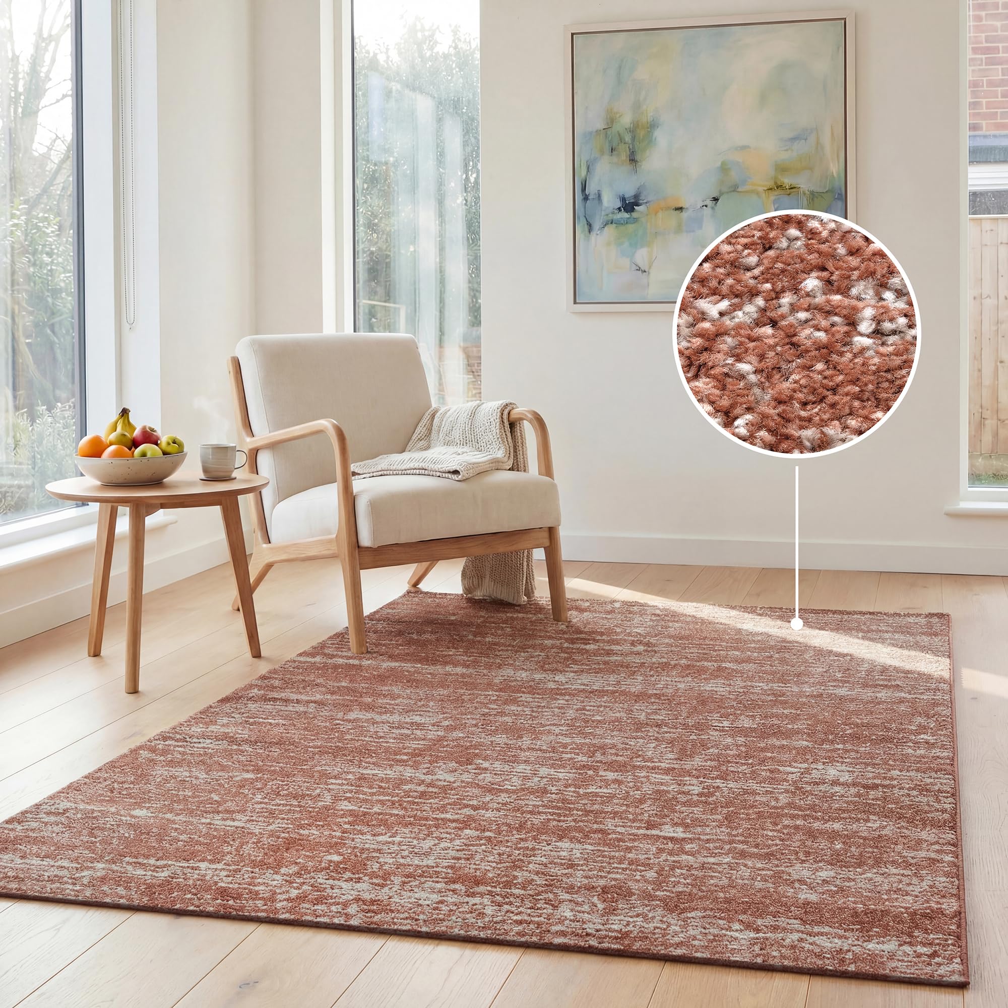 Impression London Teppich 120x170 cm Terra, Moderner Kurzflor Teppich im Abstract Design, Weich und Pflegeleicht für Wohnzimmer, Schlafzimmer, Esszimmer, Flur und Homeoffice