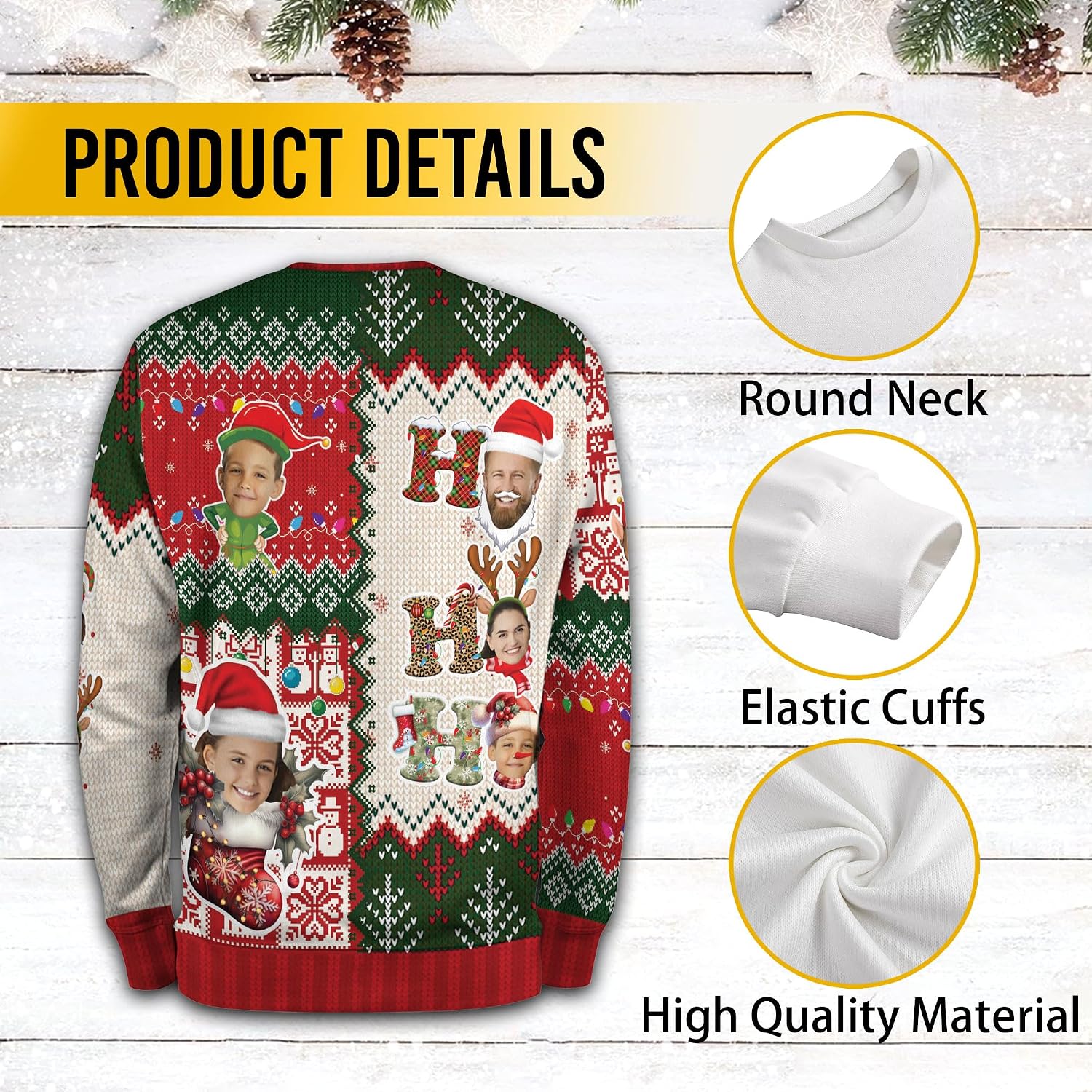 Custom Face Ugly Christmas Sweater Men, Ugly Christmas Sweater Women Funny, Personalized Photo Ugly Sweatshirt
