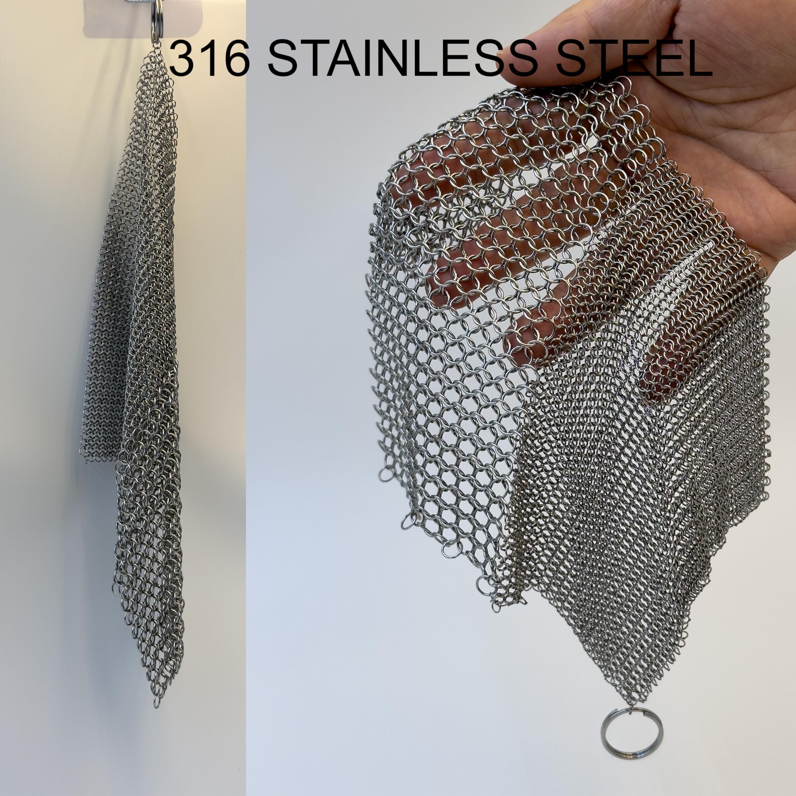Scrubber in ghisa con anelli sottili saldati per tazze, padelle e ghisa (18 cm, 2 in 1)