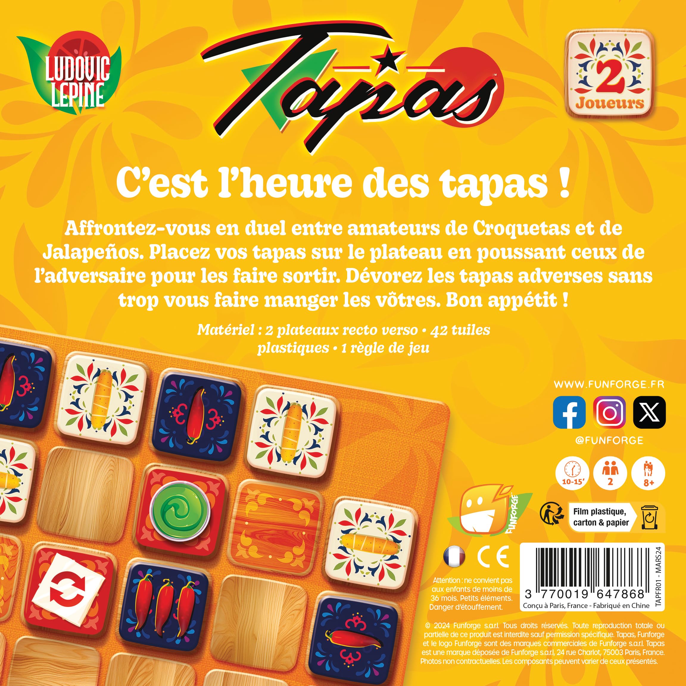 Asmodee Funforge Tapas – Gesellschaftsspiel Für 2 Spieler, Ab 8 Jahren, Strategisches Duell In 20-30 Minuten