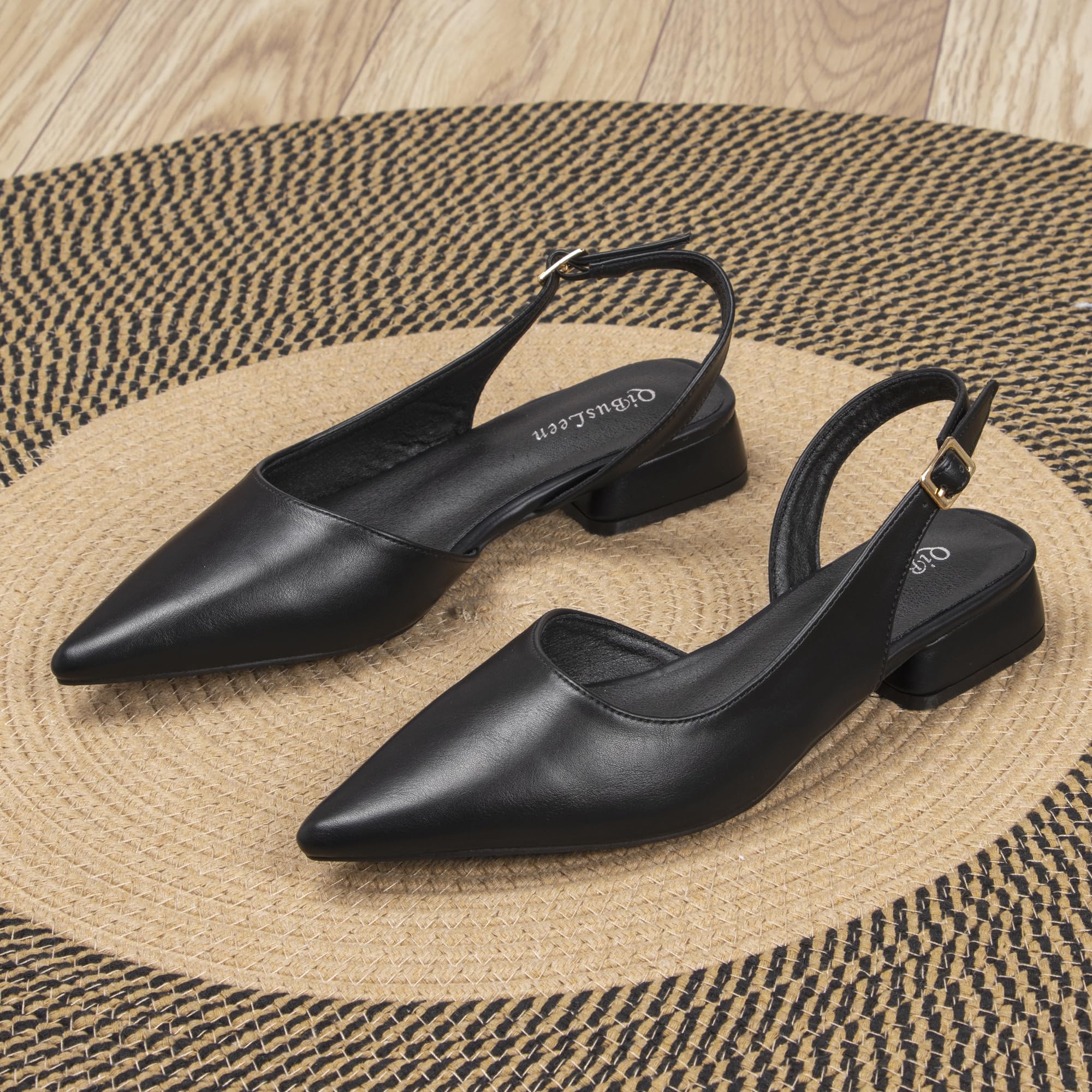 Damen 1,06-Zoll Low Chunky Slingback Heels, Klassische Geschlossenen Pointed Toe Block Heel Pumps Schuhe für Frauen, Hochzeit Abendkleid Sommer Party Schuhe