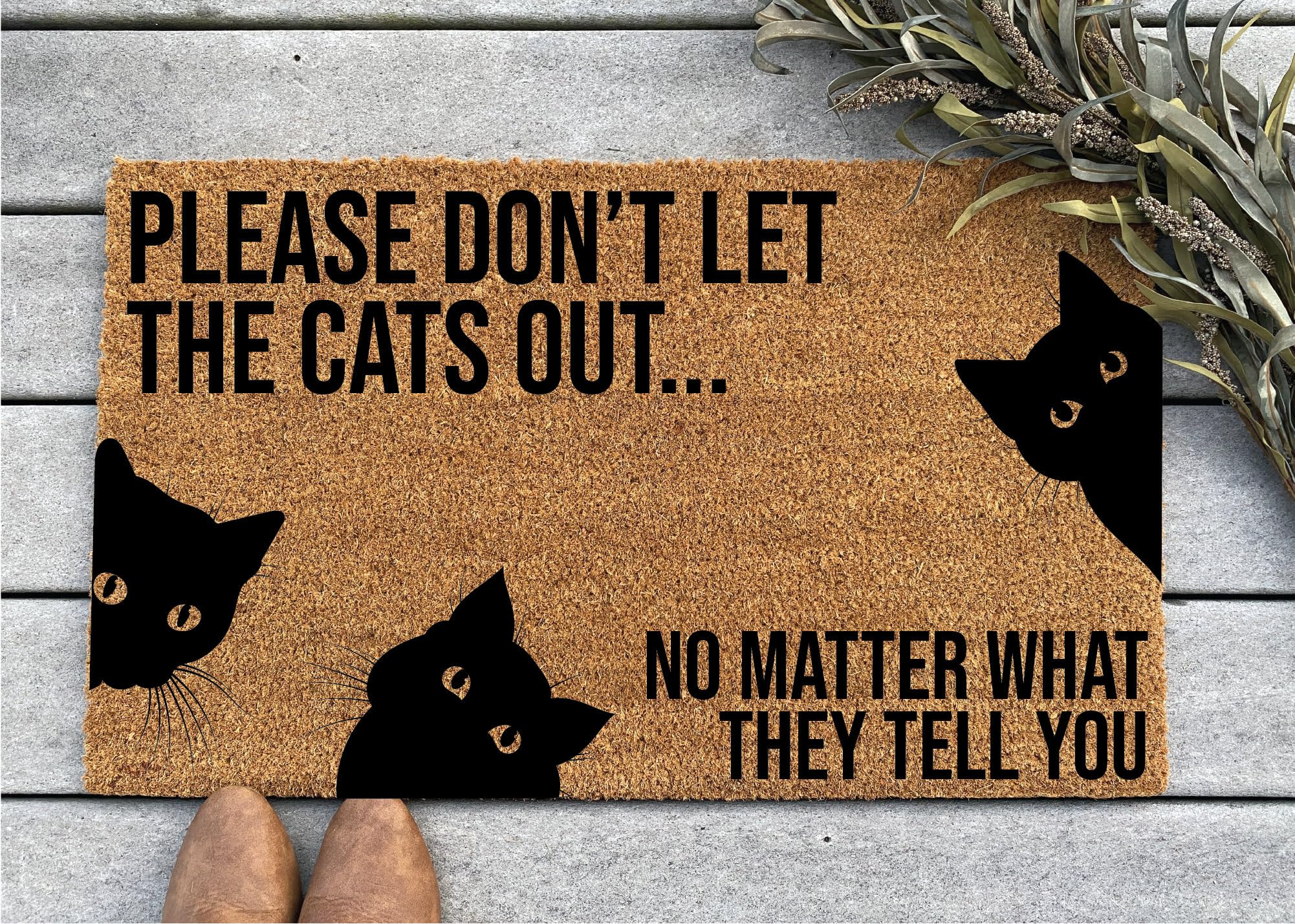 Please Don't Let The Cats Out Doormat - Funny Door Mat/Cat Lover Doormat/Housewarming Gift/Cat Lady Birthday/Cat Doormat 36x24 Inch — image 1