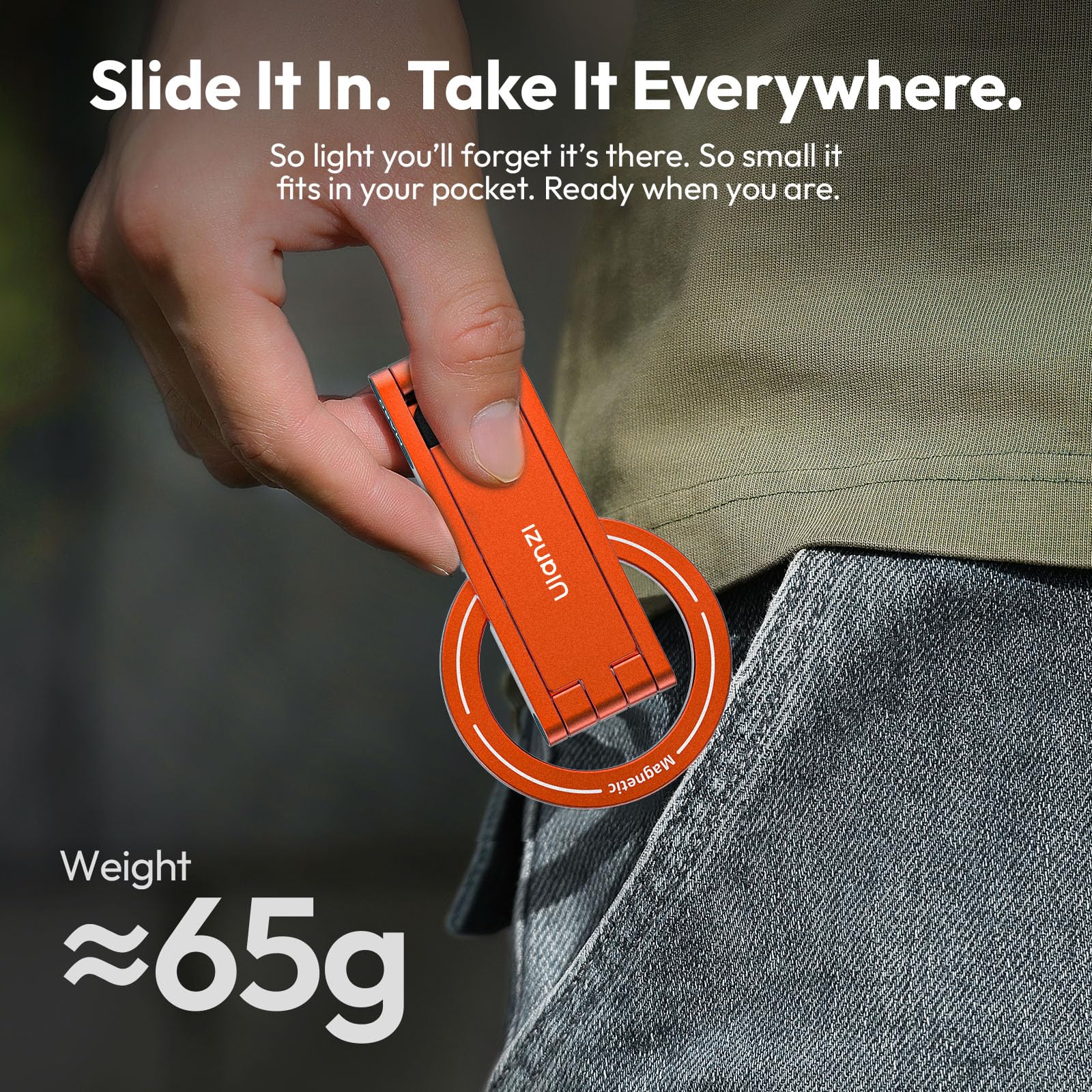 ULANZI MA60 Trépied Magnétique, 3-in-1 Aluminium Mini Selfie Stick Pliable, Force Magnétique 14, Support de Téléphone Portable Pocket Tripod Compatible iPhone 17 16 15 14 13 12 Magsafe Sumsung, Orange