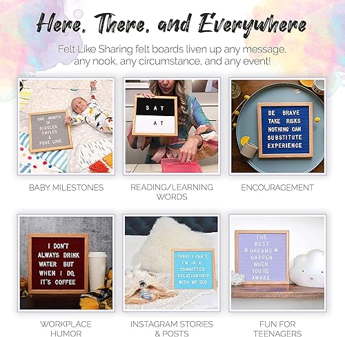 Miniatura 43 de Letrero de fieltro negro y letras blancas de 10 x 10 pulgadas Este letrero personalizable incluye 300 letras de plástico y marco de roble., Negro