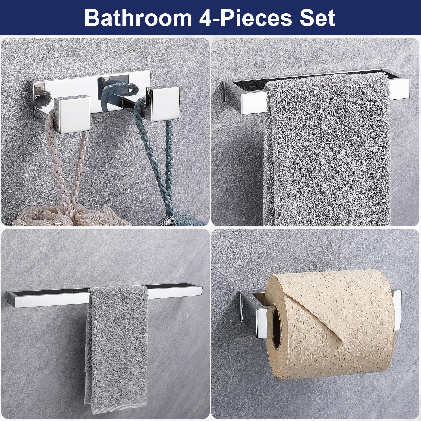 Inda - Lea Cromo Pulido Juego De Accesorios De Baño De Pared (toallero