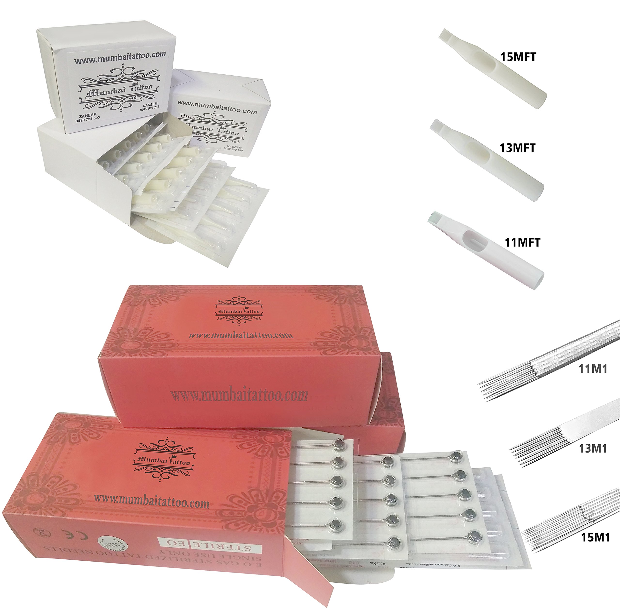 MUMBAI TATTOO COMBO PACK NEEDLES 11M1,13M1,15M1 MAGNUM LINER, SHADER WITH TIPS 11MFT, 13MFT, 15MFT (PACK OF 3 RED BOX NEEDLES & 3 BOX TIPS)-picture-36