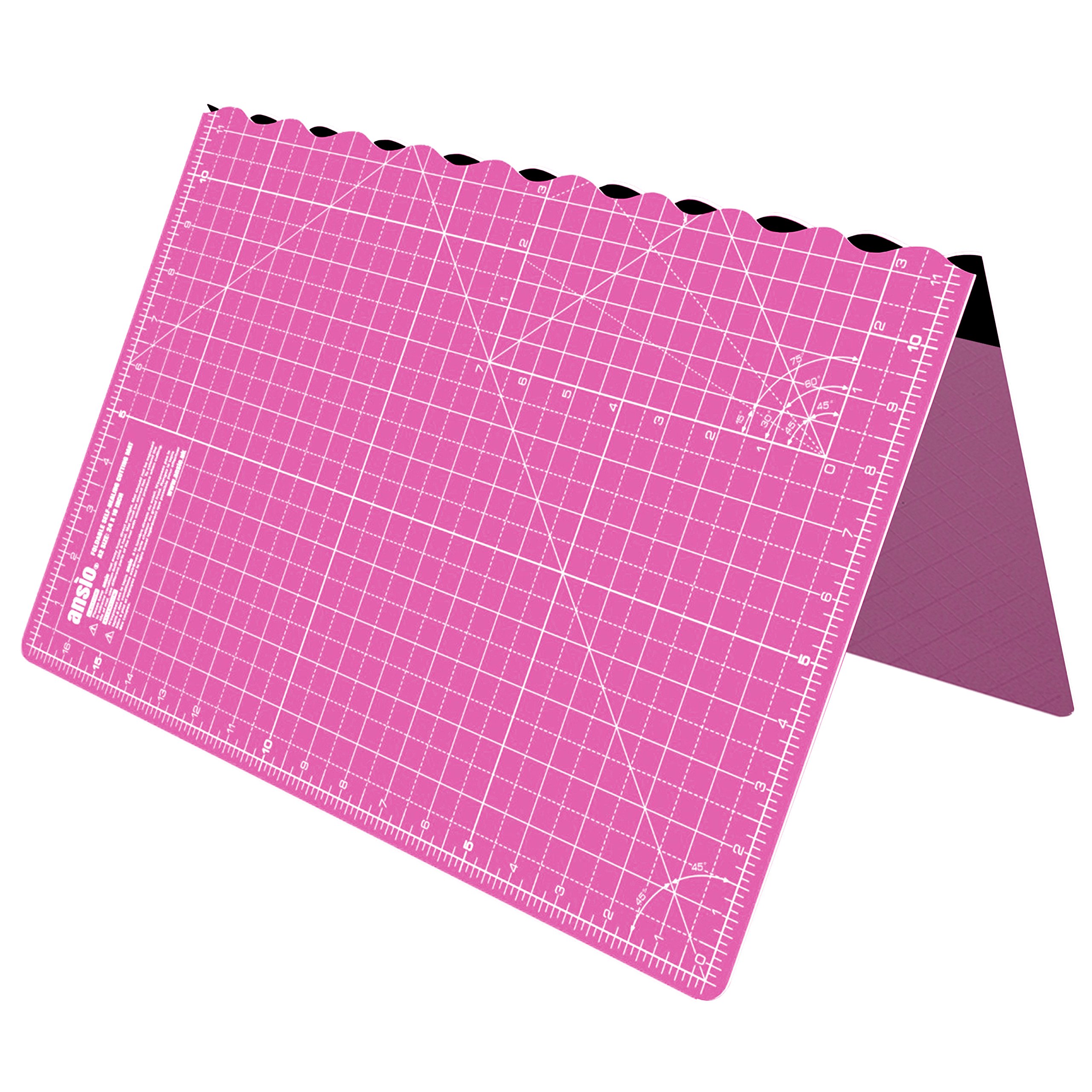 Ansio Pink Craft Cutting Mat A2 Self Healing Foldable Cutting Mat - Quilting, Sewing, Scrapbooking, Fabric & Papercraft - Imperial 23 Inch X 17 Inch