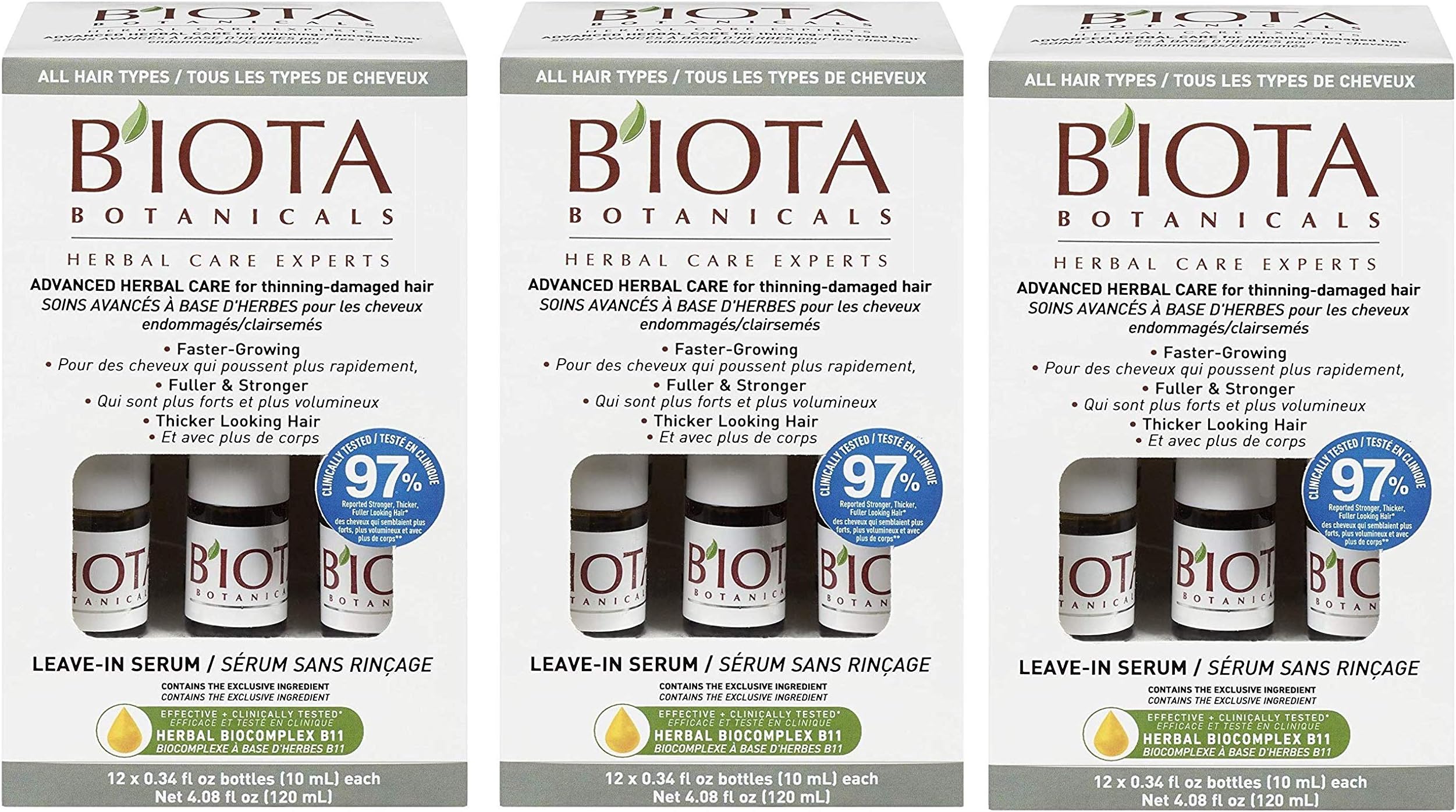 BIOTA BOTANICALS ADVANCED HERBAL CARE LEAVE-IN SERUM,12 count,0.34 oz (3)