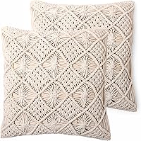 Vista 1 de INOVA TYMES Funda de almohada macramé, almohadas bohemias para cama y sofá, para sala de estar, fundas de almohada decorativas, almohadas bohemias