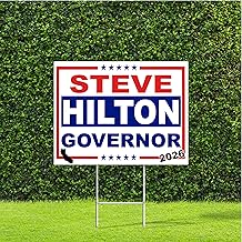 DesignThatSign Steve Hilton California Governor 2026 Race Red White & Blue Yard Sign with Metal H Stake