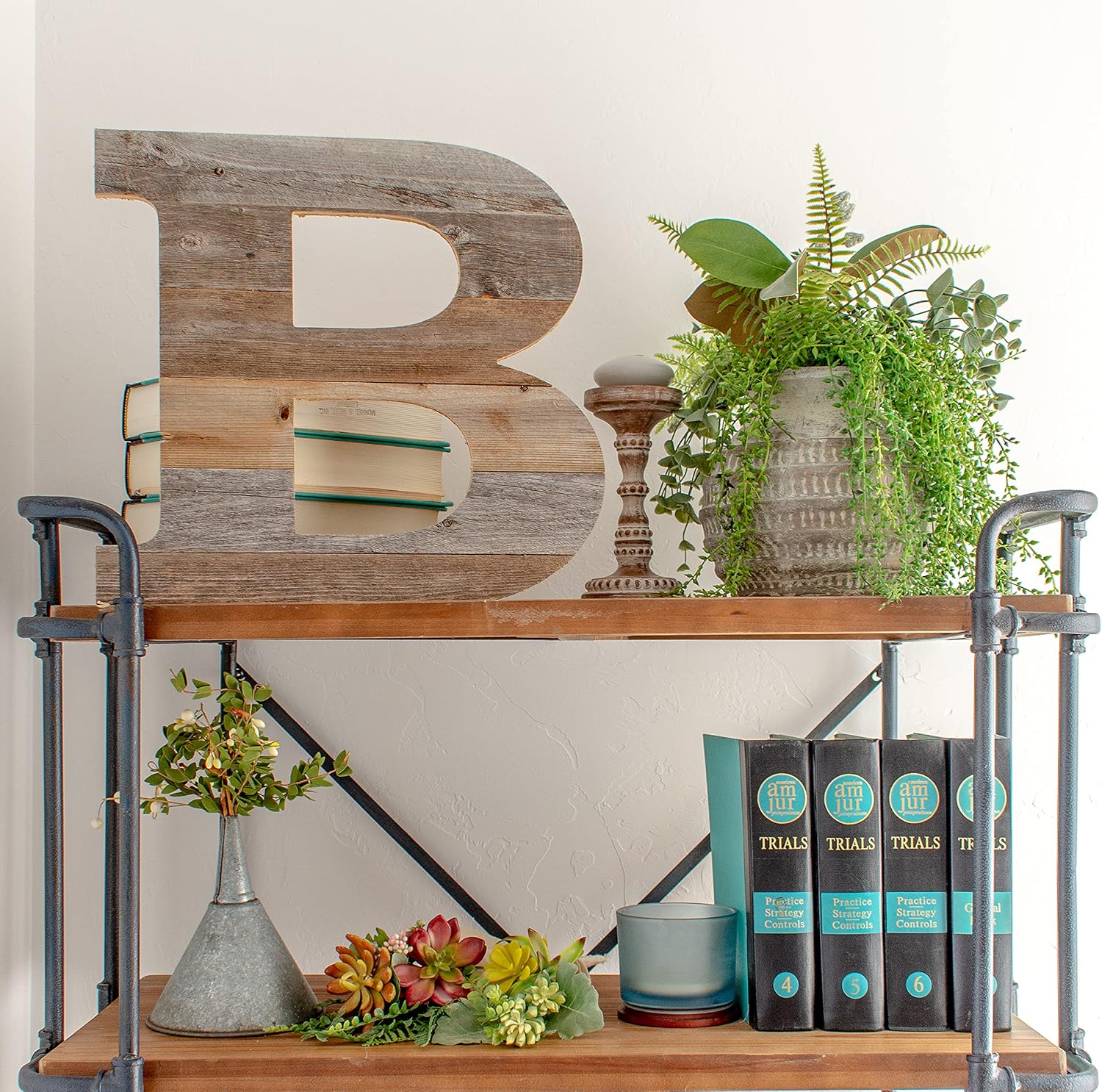 BARNWOODUSA Distressed Rustic Wood Letter Alphabet Wall Decor Monogram Letters Natural Weathered Gray B