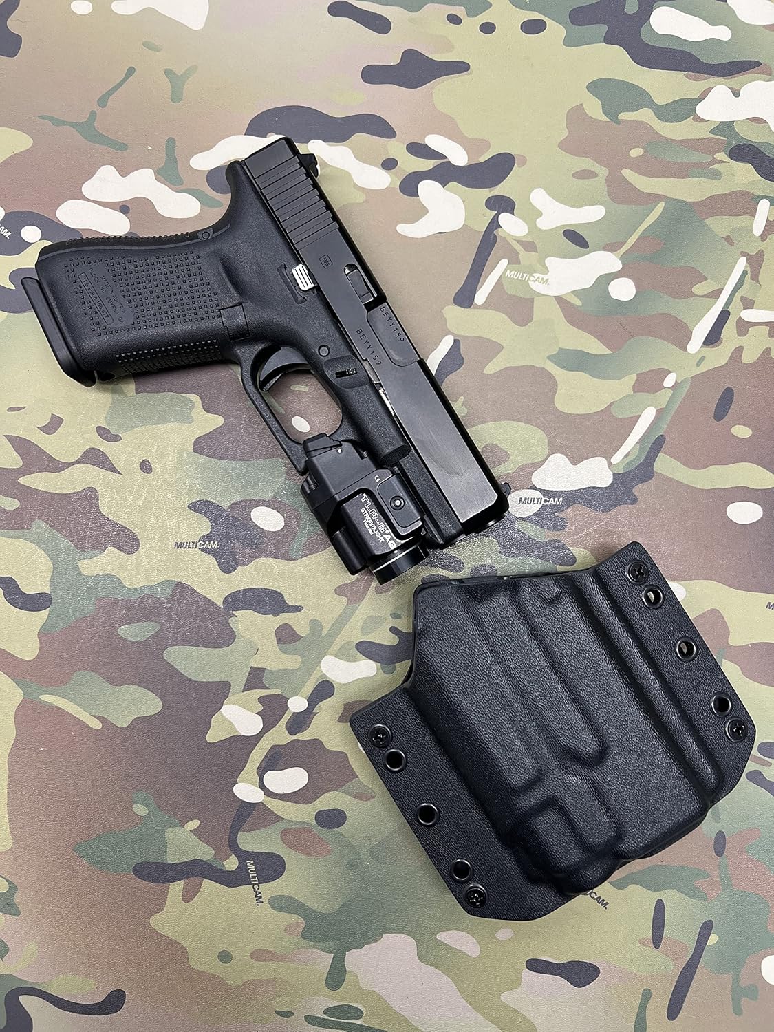 Black Kydex Holster Compatible with Glock 45 Streamlight TLR-8