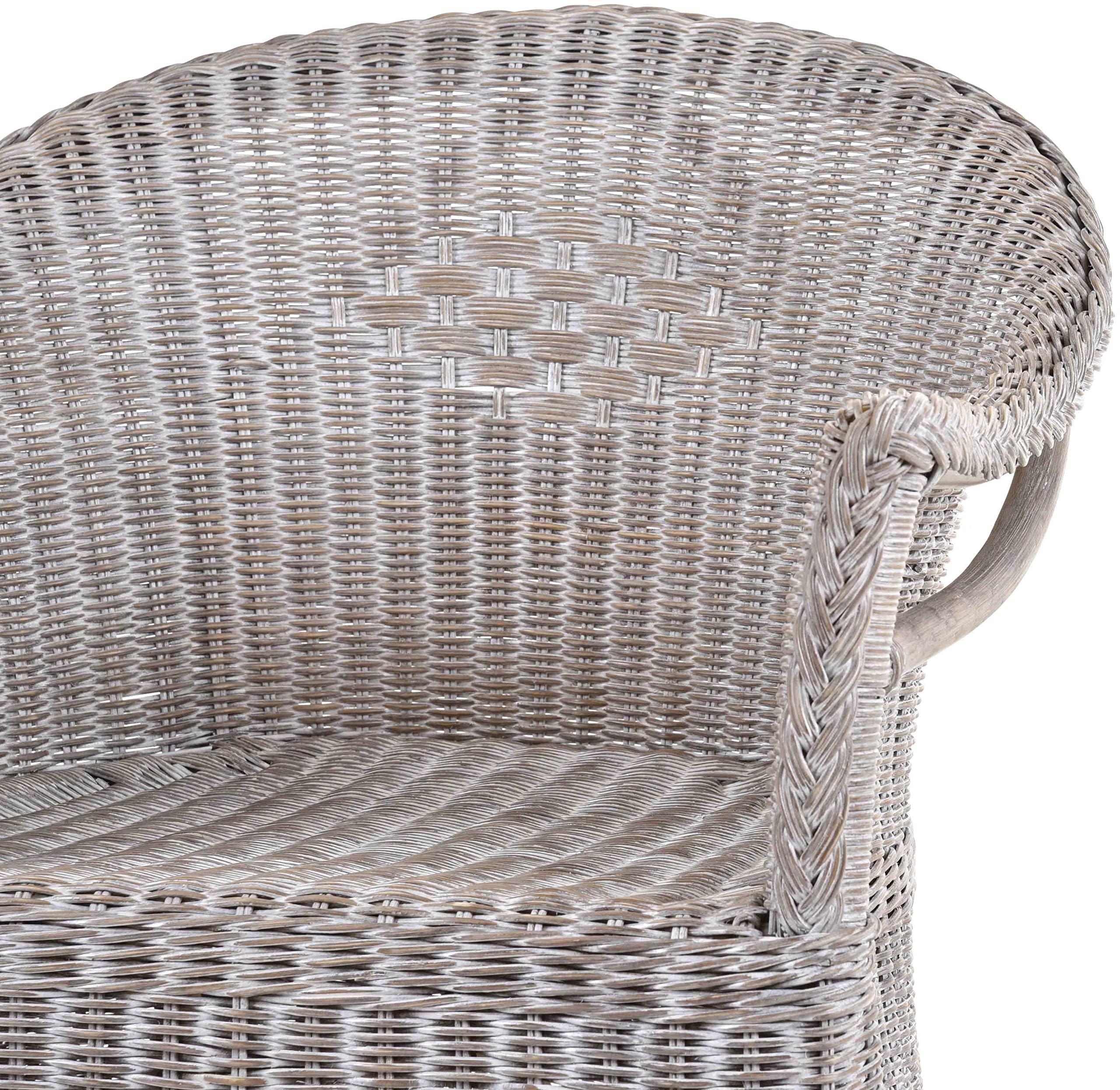 korb.outlet Rattansessel Landhaus Flechtsessel aus Natur-Rattan Rattan Sessel Korbsessel Wintergarten (Royal Grau, mit Polster)