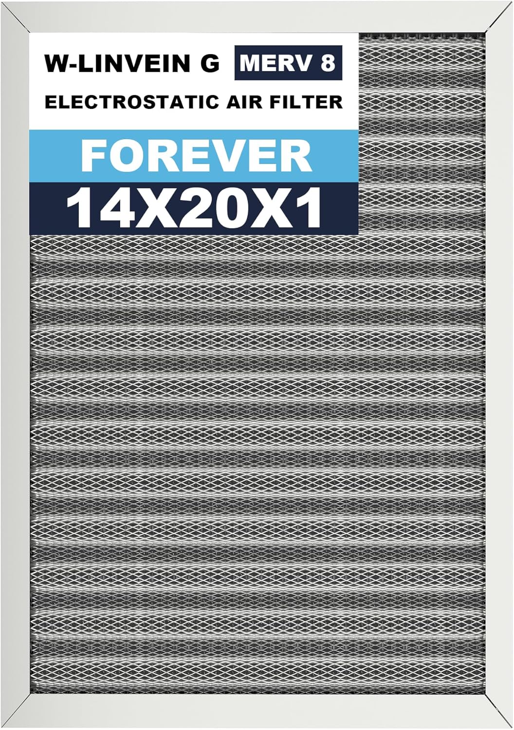 20x25x1 Reusable Air Filter, Electrostatic, Washable Lasts a Lifetime, Breathe Fresher Air in Home and Office HVAC AC Furnace Systems, Merv 8 (Actual Size: 19.75x24.65x1 Inch)