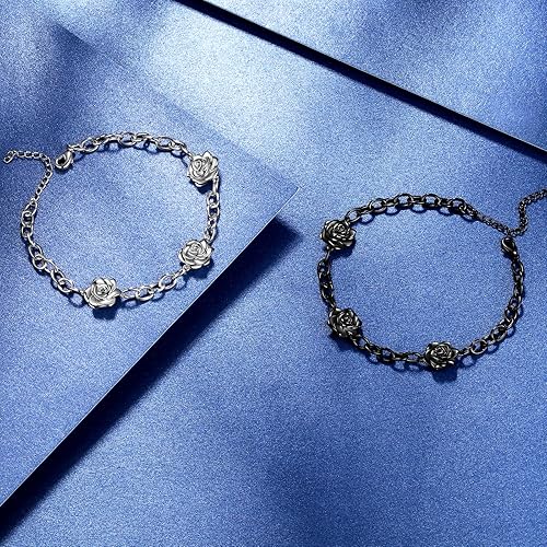 Miniatura 4 de beautlace Pulseras ajustables de color platanegro chapado en rosa con eslabones de rosas, elegantes regalos de joyería para mujer