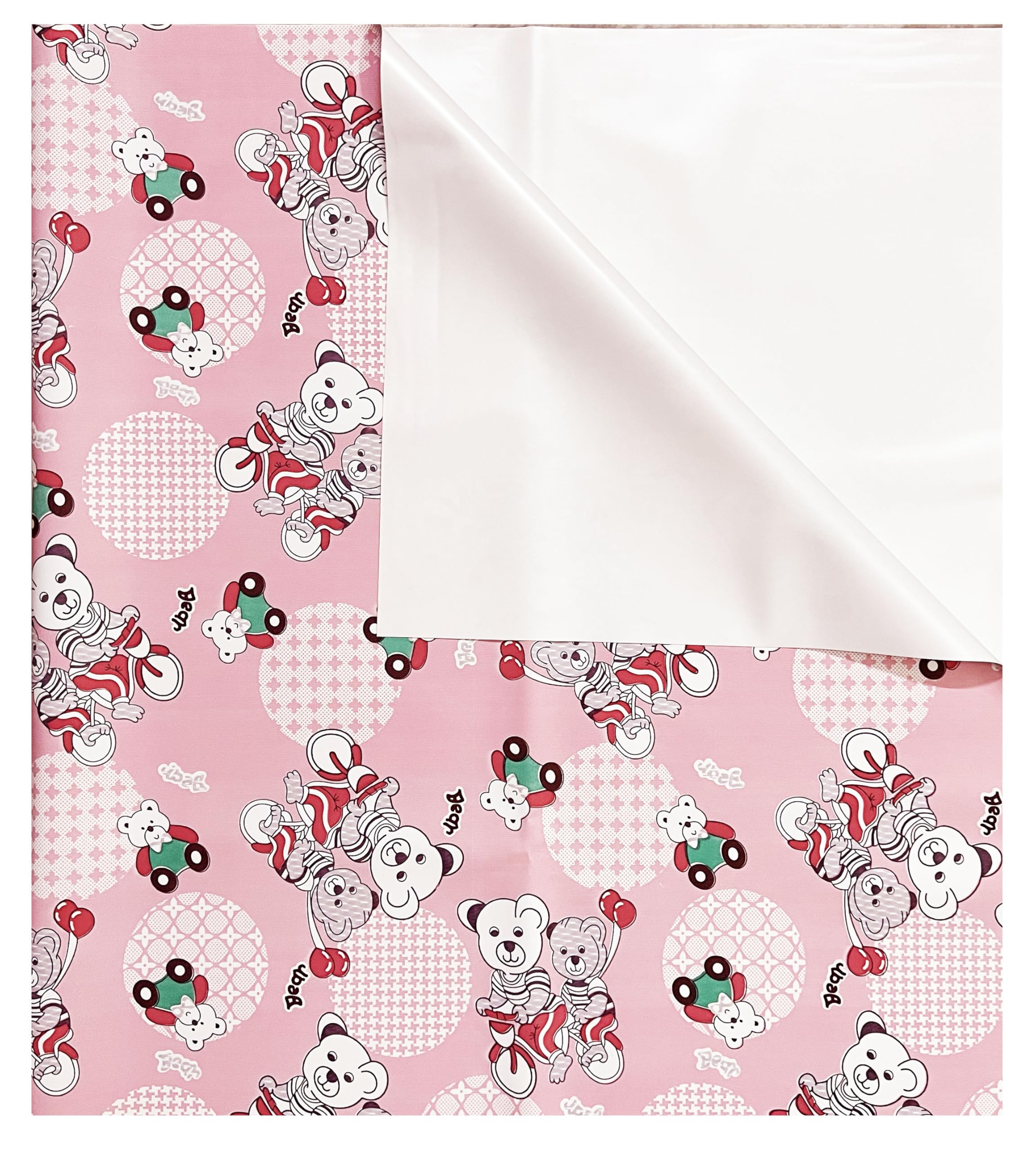 Baby Plastic Sheet/Rubber Sheet for Babies/Bed Wetting Protector / 100 x 150 CM (Bear Pink)-image-11
