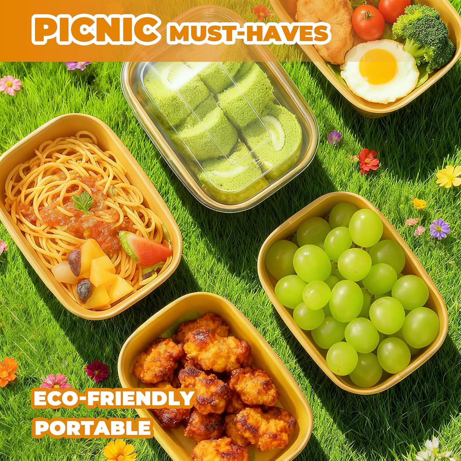 50 Pack 25 OZ Large Paper Bowls with Lids【with Spoons and Forks】, Heavy Duty Disposable Meal Prep Containers for Party, Disposable Bowls Bulk Soak-Proof and Microwave Safe for Hot/Cold Use - Image 6