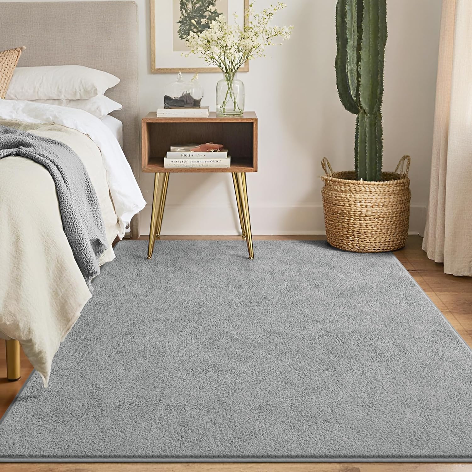 Keeko 4x6 Grey Area Rugs for Bedroom Soft Modern Living Room Rug Indoor Non Slip Low Pile Washable