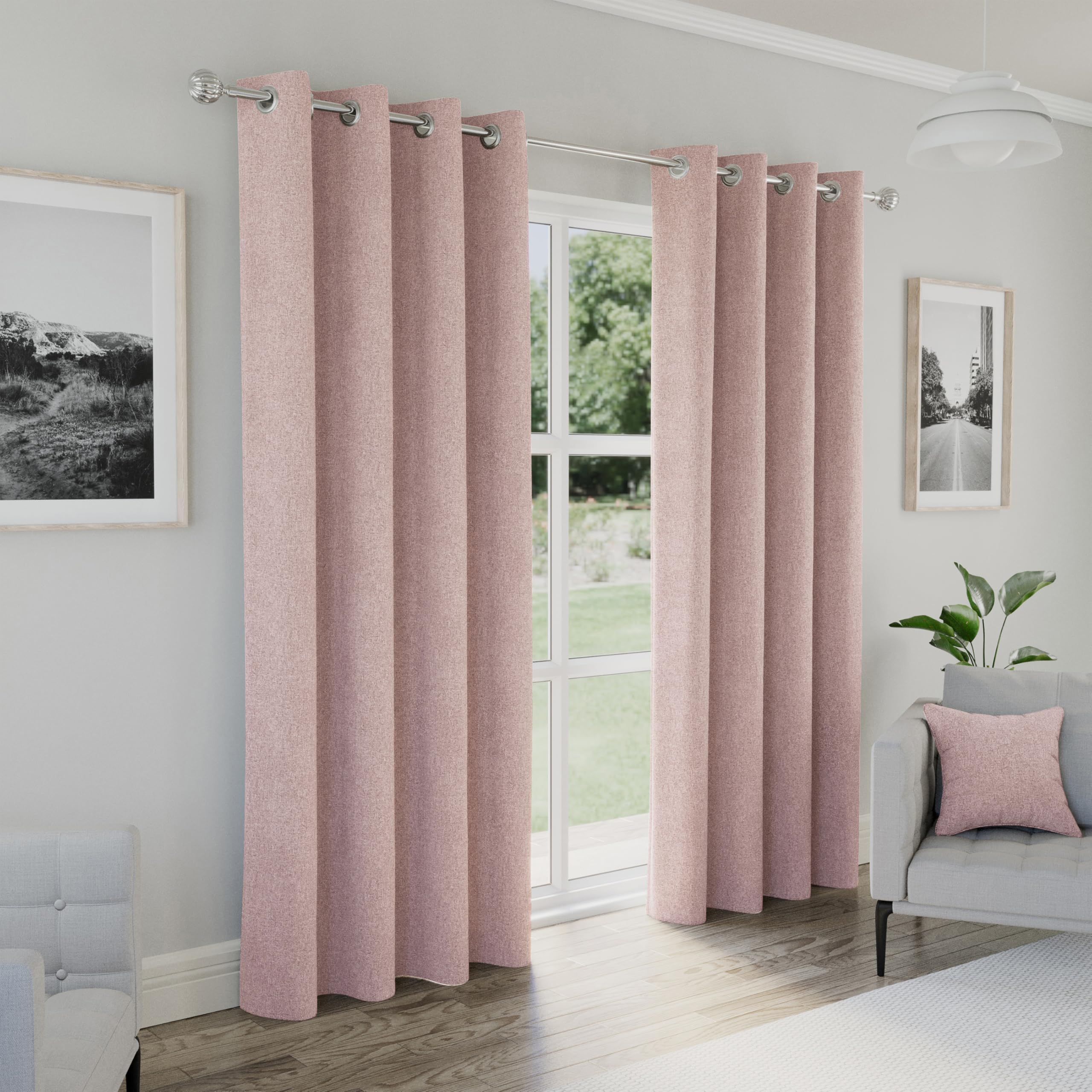 Enhanced Living  Pink Austin Blush / 100% Blackout Eyelet Curtains, Sports Direct
