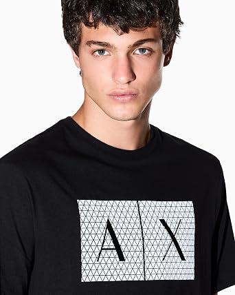 Armani Exchange Men's Rectangular Box Armani Exchange Logo T-Shirt (Pack of 1)