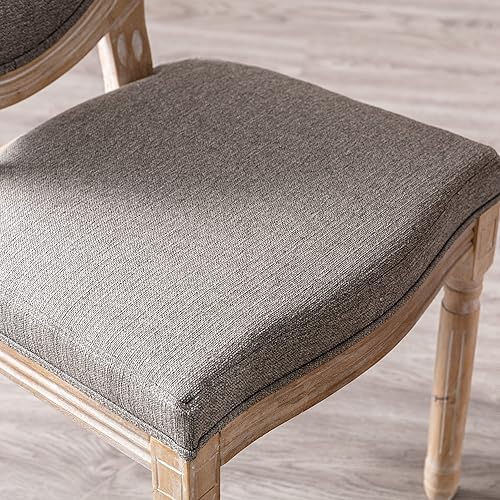 Miniatura 53 de chairus Juego de 2 sillas de comedor de ratán de granja, sillas de campo francesas de cuero con respaldo redondo, sillas laterales ovaladas para