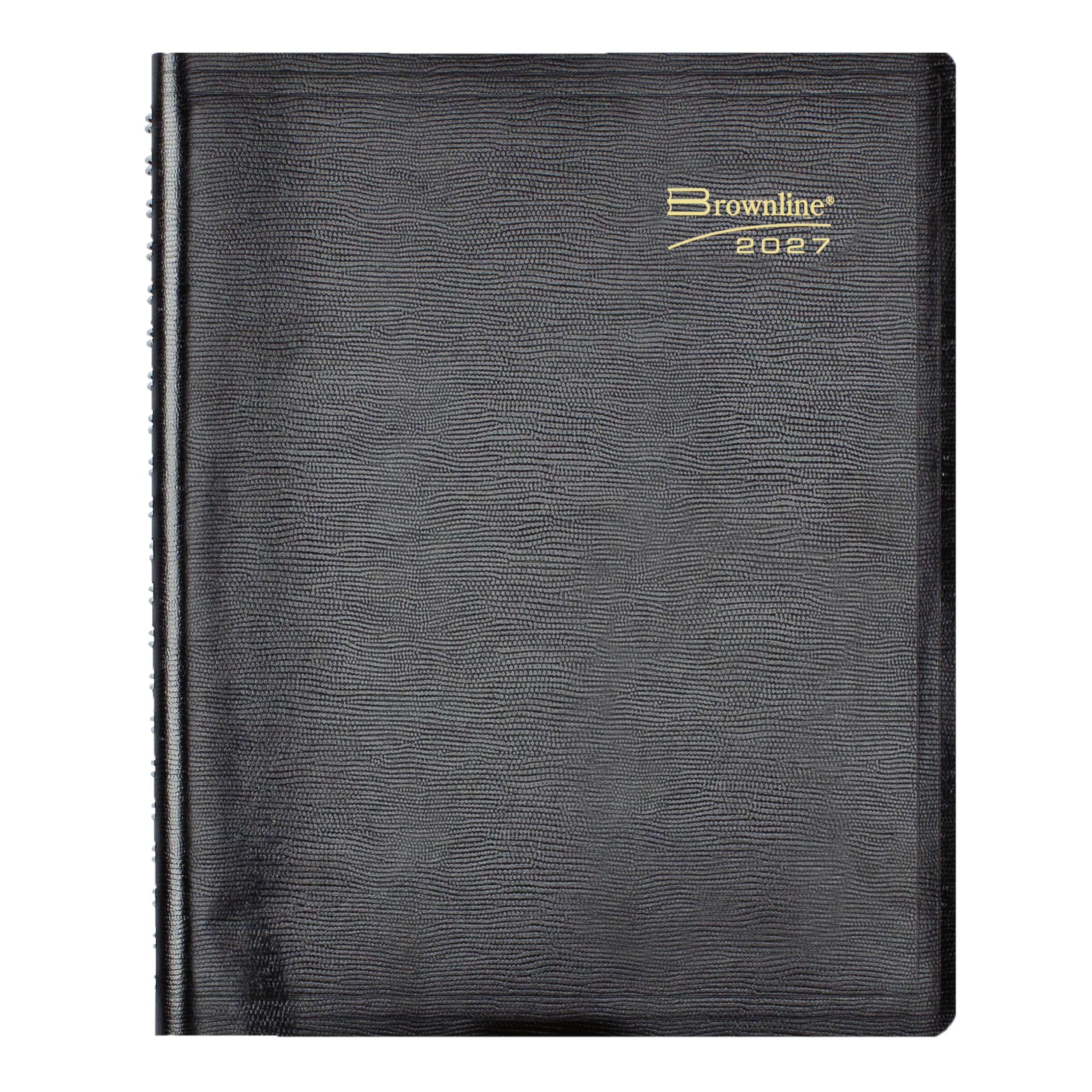 Brownline® Essential CB960.BLK - Agenda giornaliera professionale per quattro persone, 12 mesi, da gennaio a dicembre, rilegatura a doppio filo, 27,9 x 21,6 cm, colore: nero