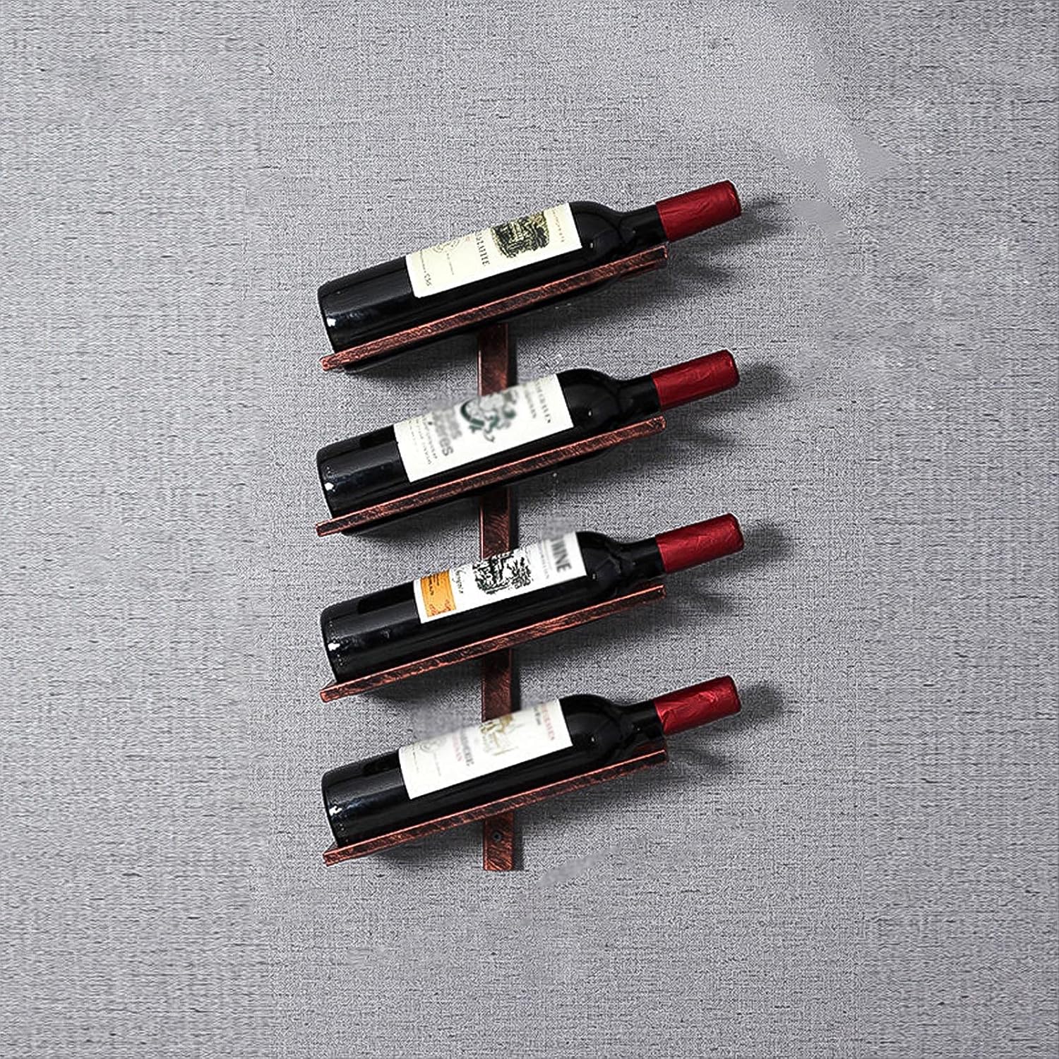 Wall-Mounted Wine Rack | 2/4/6 Bottles | Metal Wine Rack | Elegant Kitchen, Restaurant, Bar or Wine Cellar Storage Room (Black)