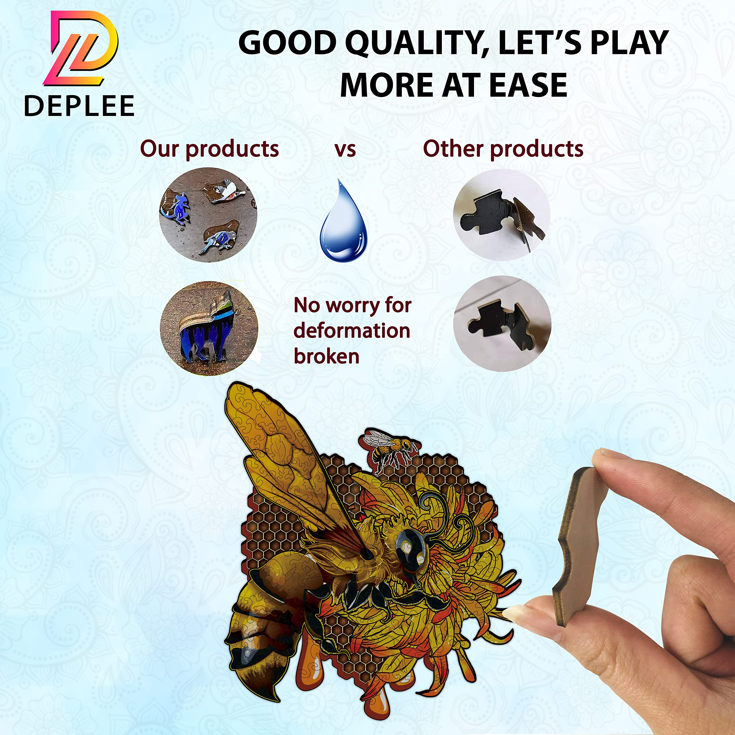 Batik Bees Wooden Jigsaw Puzzle 160 Piece Wood Puzzle for Adults