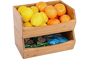 Seville Classics Stackable Wooden Storage Bins for Home