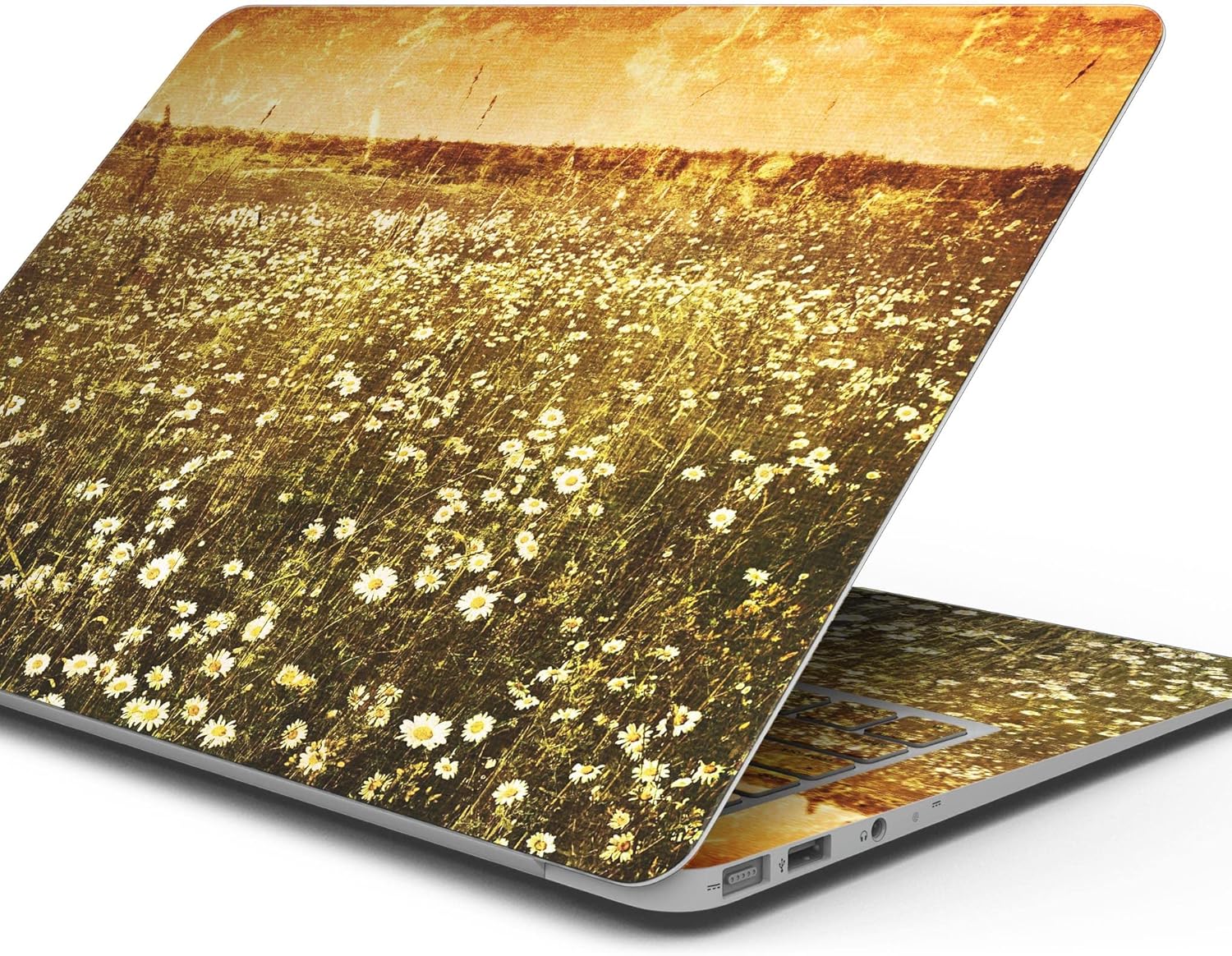 DesignSkinz - Vintage Glowing Orange Field - Full-Body Wrap Protective Decal Skin Kit Compatible with MacBook 14" Pro M1 (A2442)