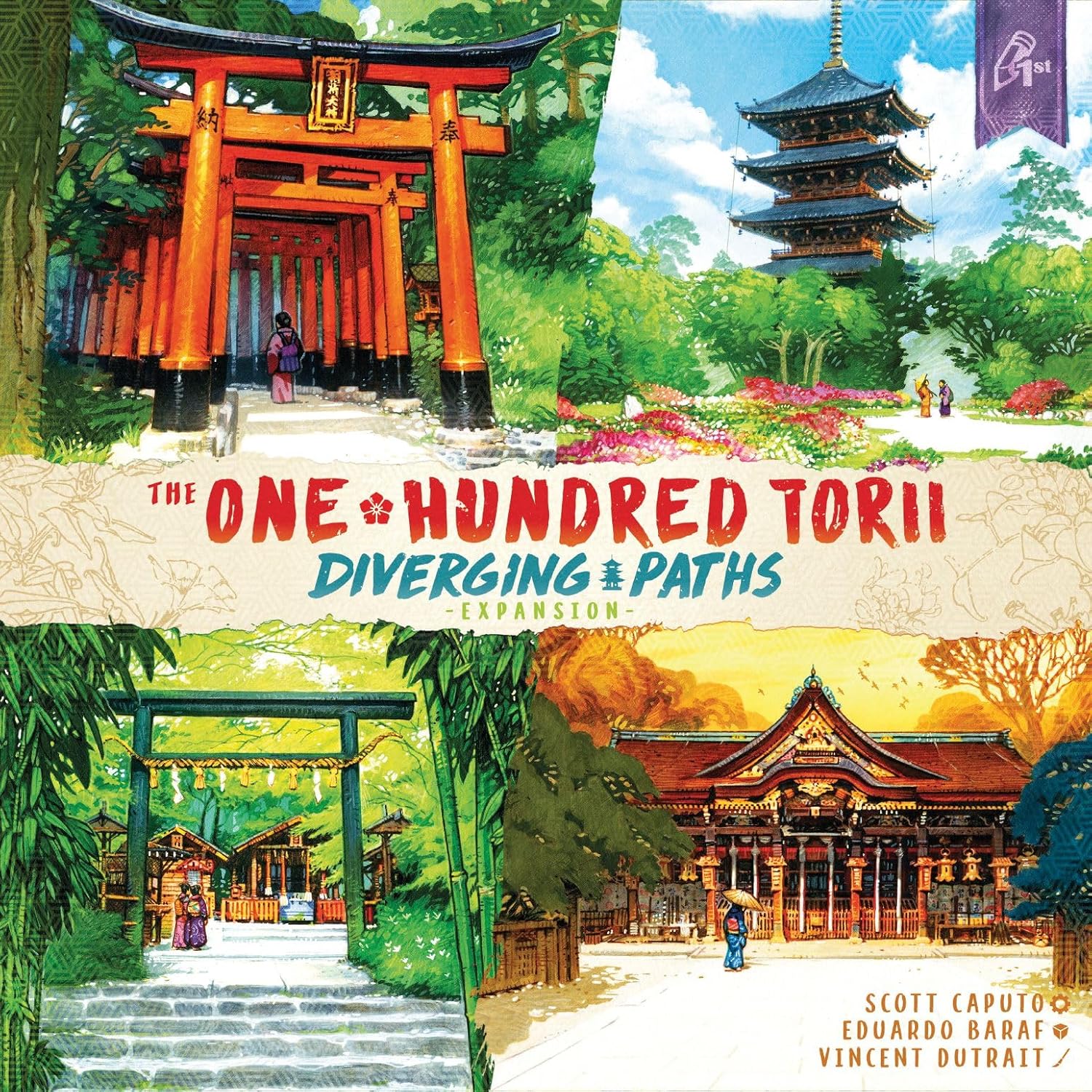 Pencil First Games The One Hundred Torii: Diverging Paths Board Game – A Tile-Laying Expansion with New Locations and Characters for 1-4 Players