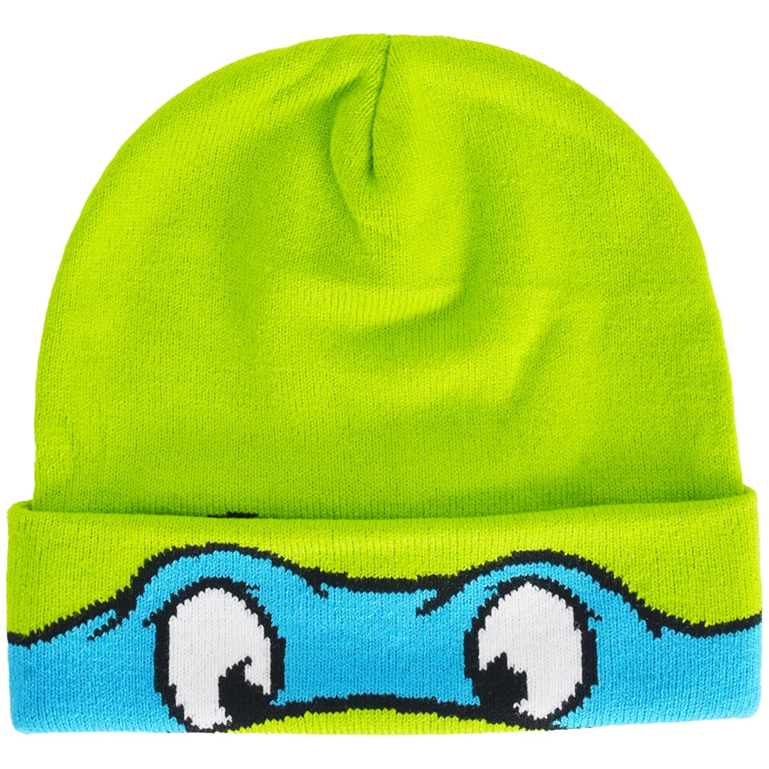 Teenage Mutant Ninja Turtles Beanie Hat TMNT Leonardo Kids Roll Down Cuff Winter Knit Cap Green One Size