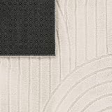 TT Home Shaggy Tapis Chambre Haut Poil Bohème Scandi Abstrait Unis Lavable Geometrique, Crème 1, 200x280 cm - 5