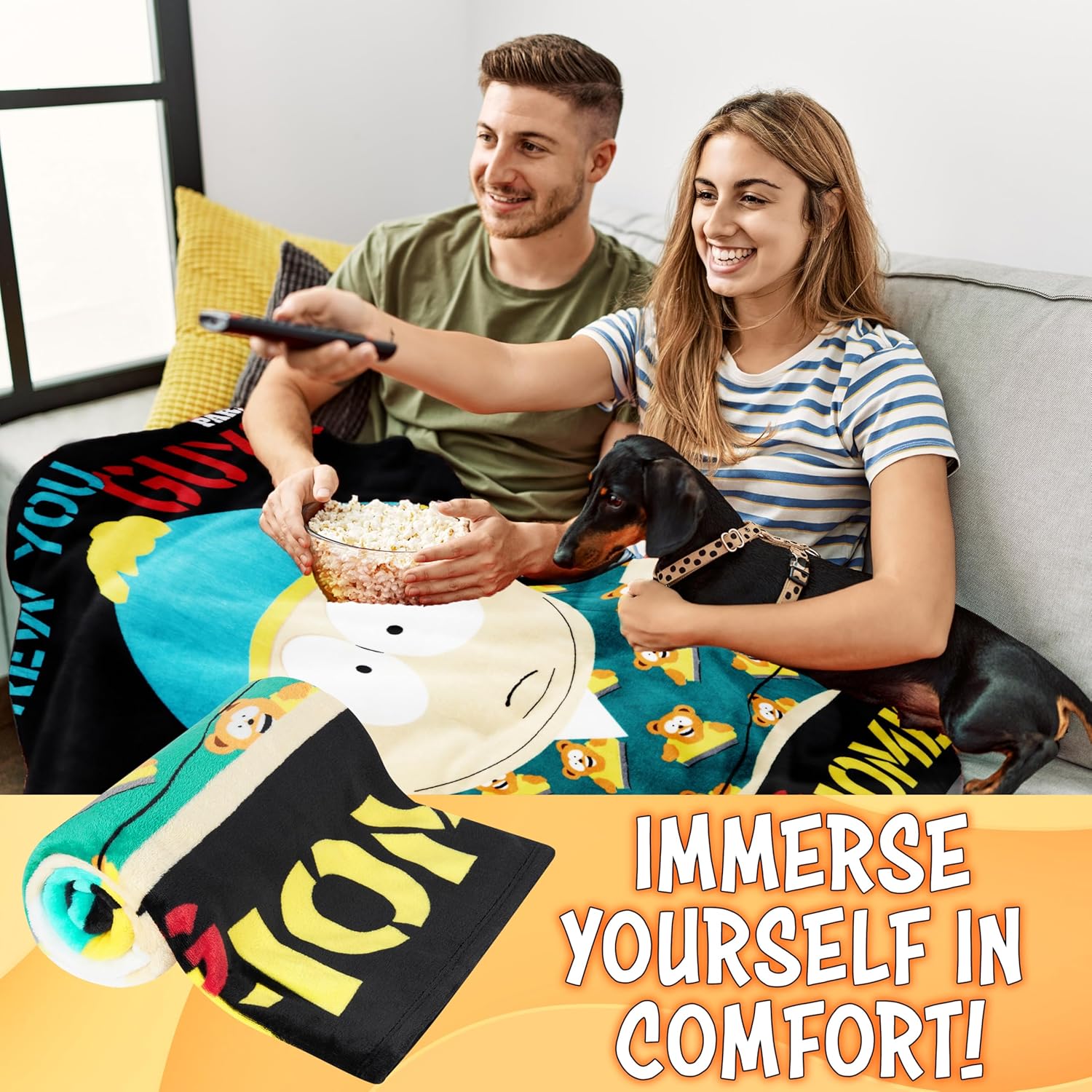 South Park Gifts for Men Teens Throw Blanket for Couch, Sofa, Bed, Soft Cozy Fleece Blankets Kenny Eric Cartman Bed Accessories Decor, 59 x 51 Inches (Black/Multi Eric) - Image 5