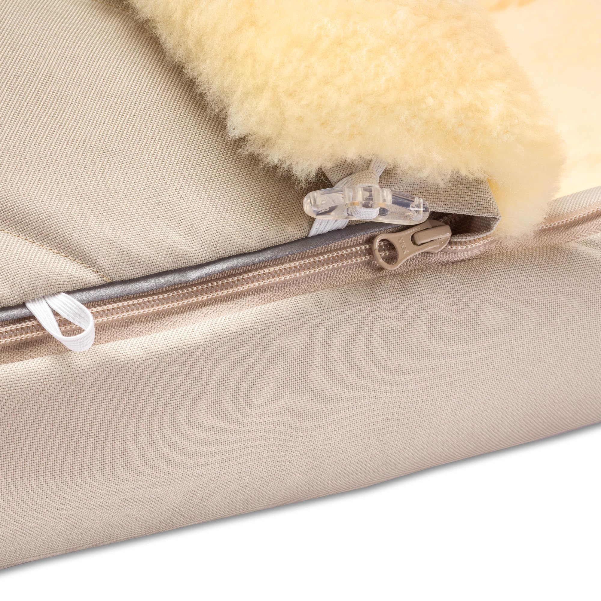 Hofbrucker Saco para cochecito de bebé Toni para otoño/invierno/principios de piel de cordero para capazo y Maxi Cosi 0-10 meses con manta extraíble (beige)