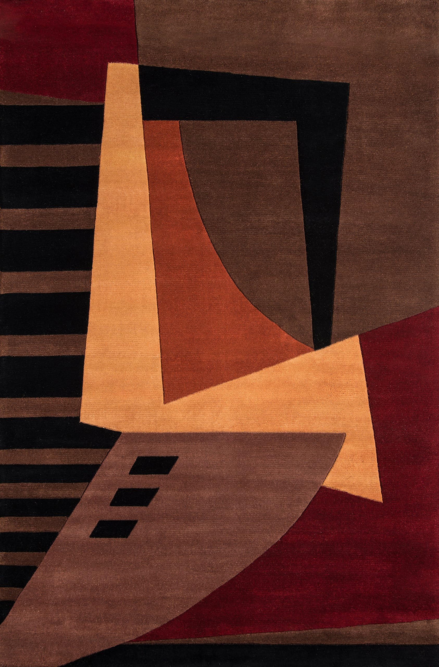 Rugs New Wave Collection, 100% Wool Hand Carved & Tufted Contemporary Area Rug, 5'3" x 8', Pomegranat