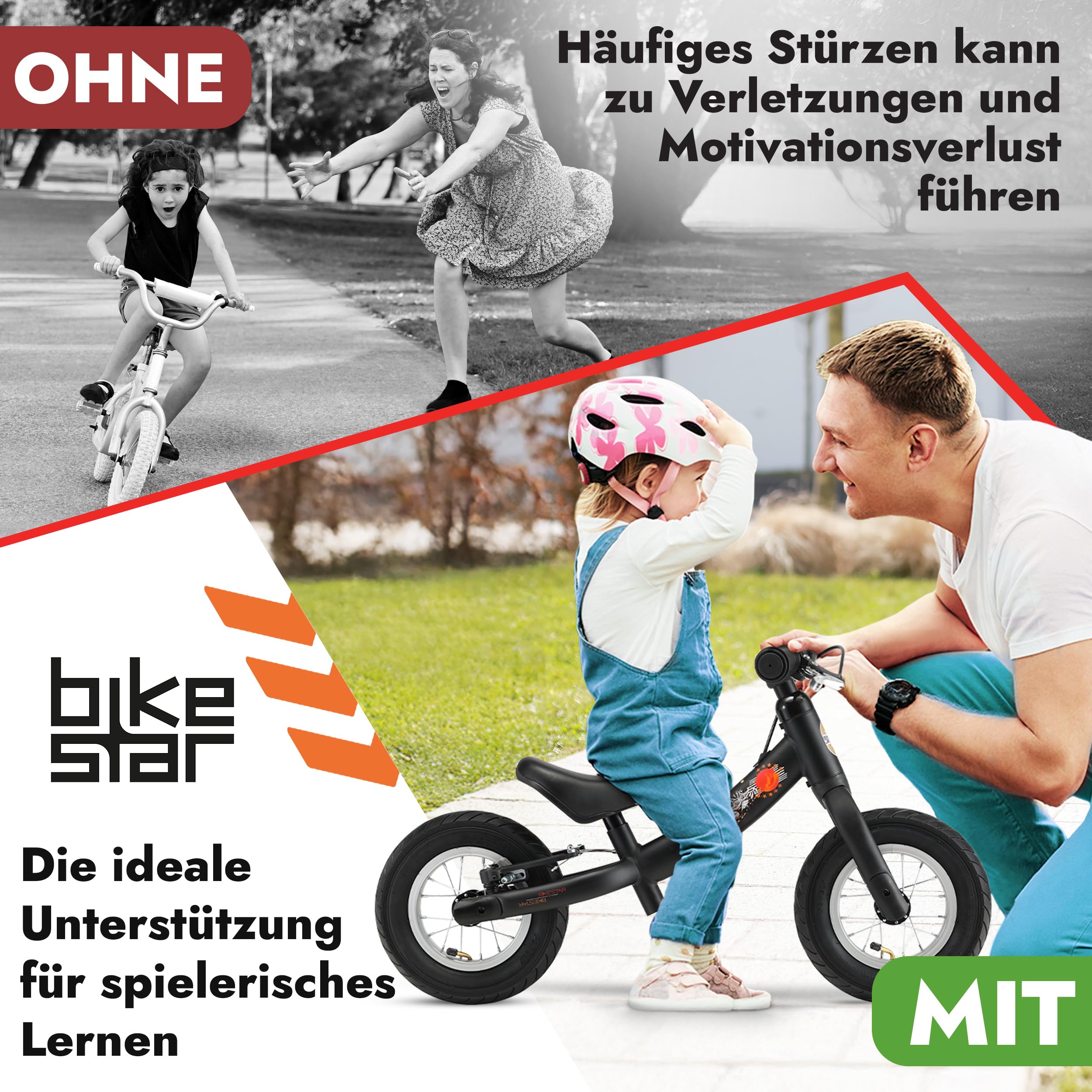 BIKESTAR Kinder Laufrad Lauflernrad Kinderrad für Jungen und Mädchen ab 2-3 Jahre | 10 Zoll Sport Kinderlaufrad | Risikofrei Testen