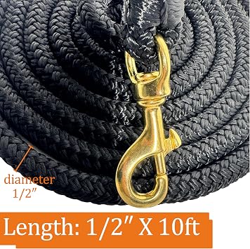 Horse Rein with Snaps, 1/2 Diameter x 10 FT, Double Braided Nylon Roping Rein, Round Trail Rope Rein for Horse Headstall | Durable, Soft & Comfortable Grip
