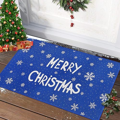 Miniatura 26 de CAROMIO Tapete decorativo de Navidad para puerta delantera, tapete de bienvenida lavable, para interiores y exteriores, antideslizante, tapete